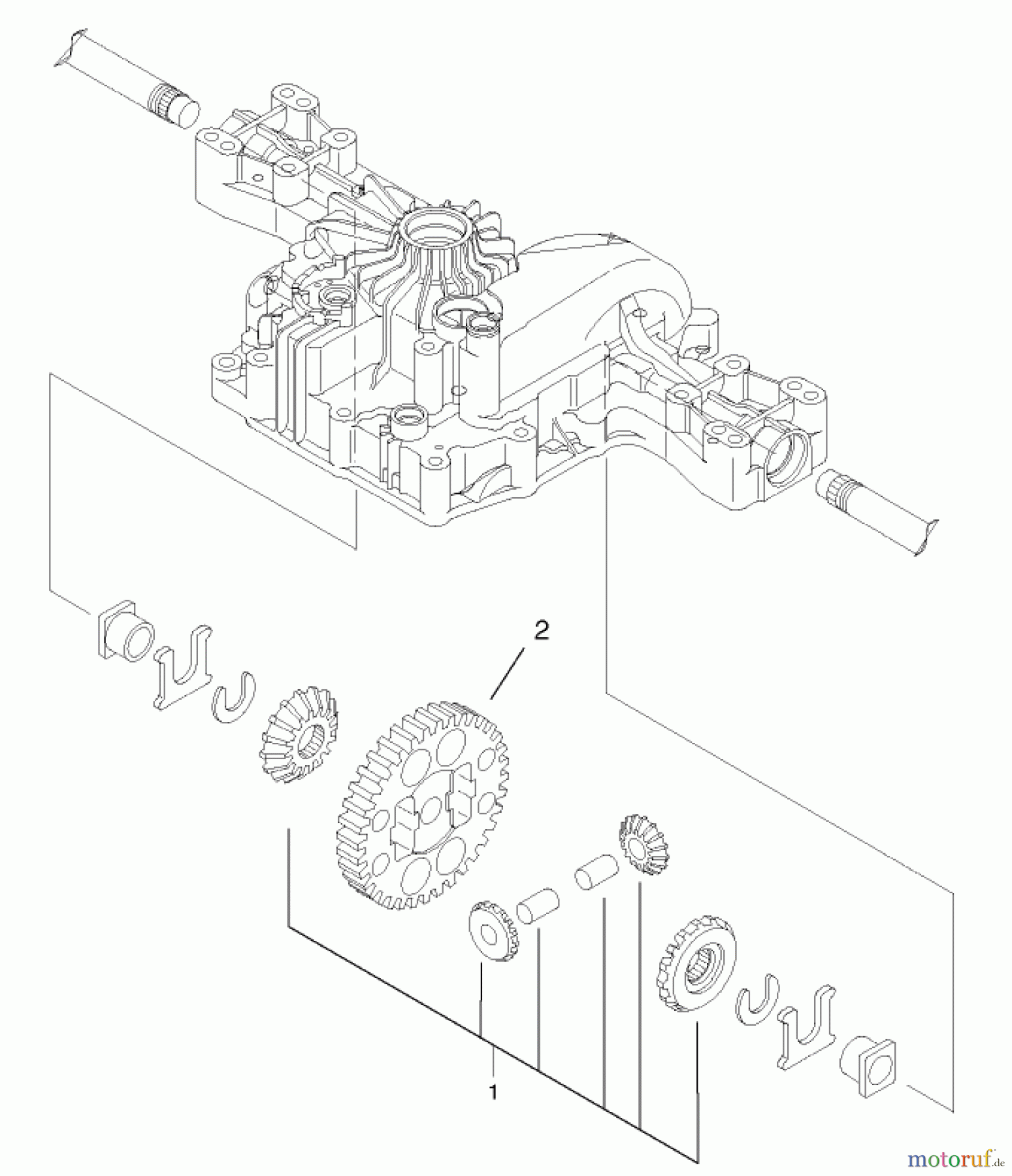 Toro Neu Mowers, Lawn & Garden Tractor Seite 1 74570 (170-DH) - Toro 170-DH Lawn Tractor, 2002 (220000001-220999999) DIFFERENTIAL GEAR ASSEMBLY