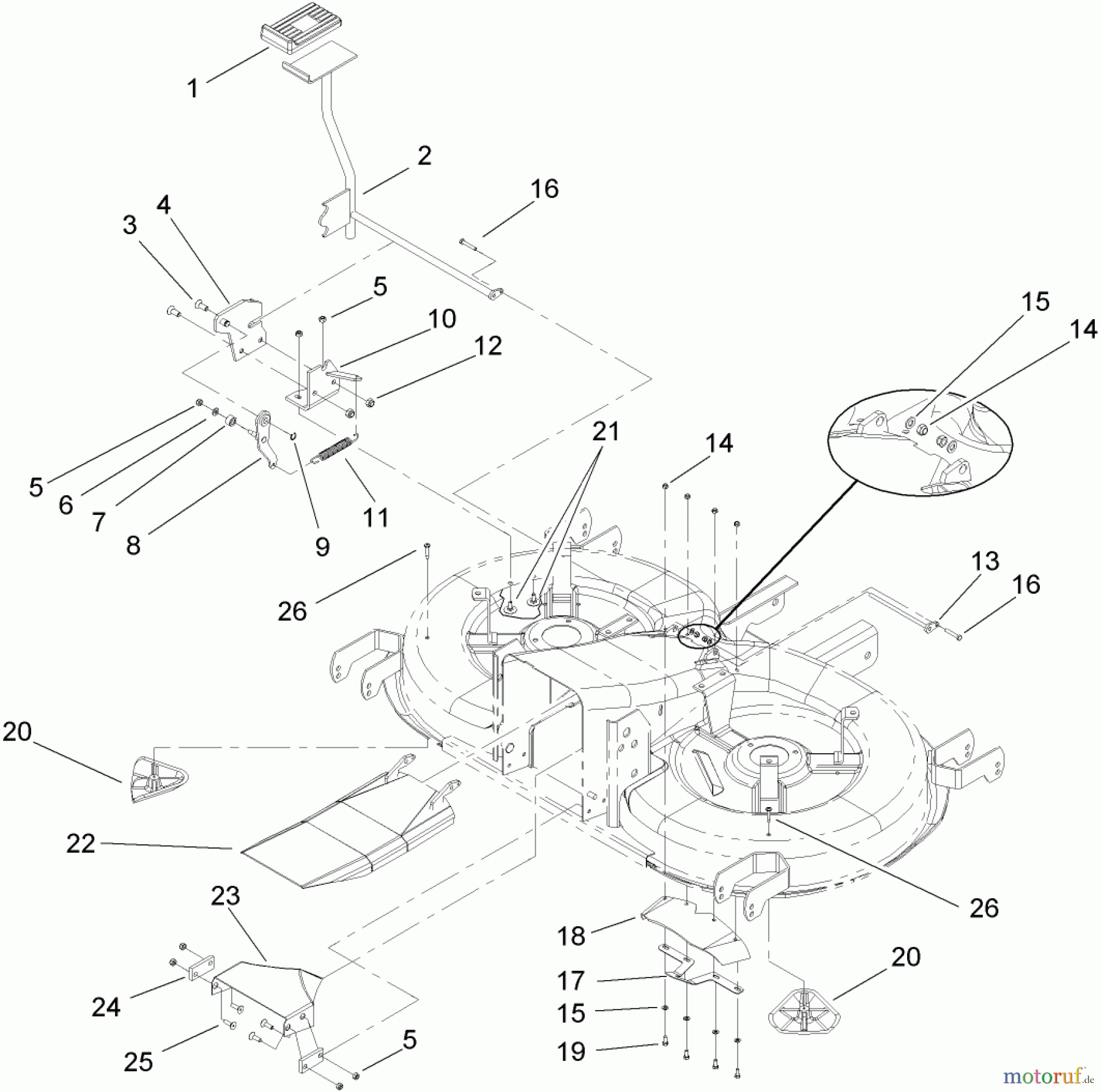 Toro Neu Mowers, Lawn & Garden Tractor Seite 1 74570 (DH 210) - Toro DH 210 Lawn Tractor, 2006 (260000001-260999999) CUTTING PAN AND BAG ON DEMAND ASSEMBLY