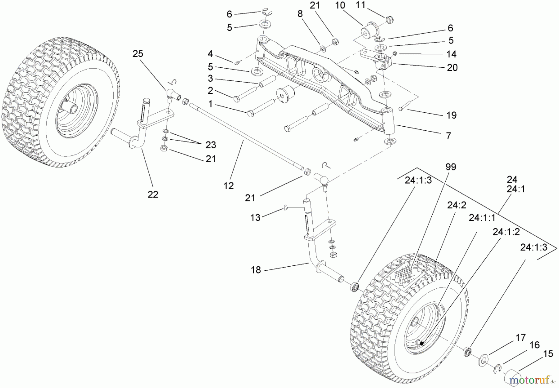 Toro Neu Mowers, Lawn & Garden Tractor Seite 1 74571 (DH 200) - Toro DH 200 Lawn Tractor, 2006 (260000001-260999999) FRONT AXLE ASSEMBLY