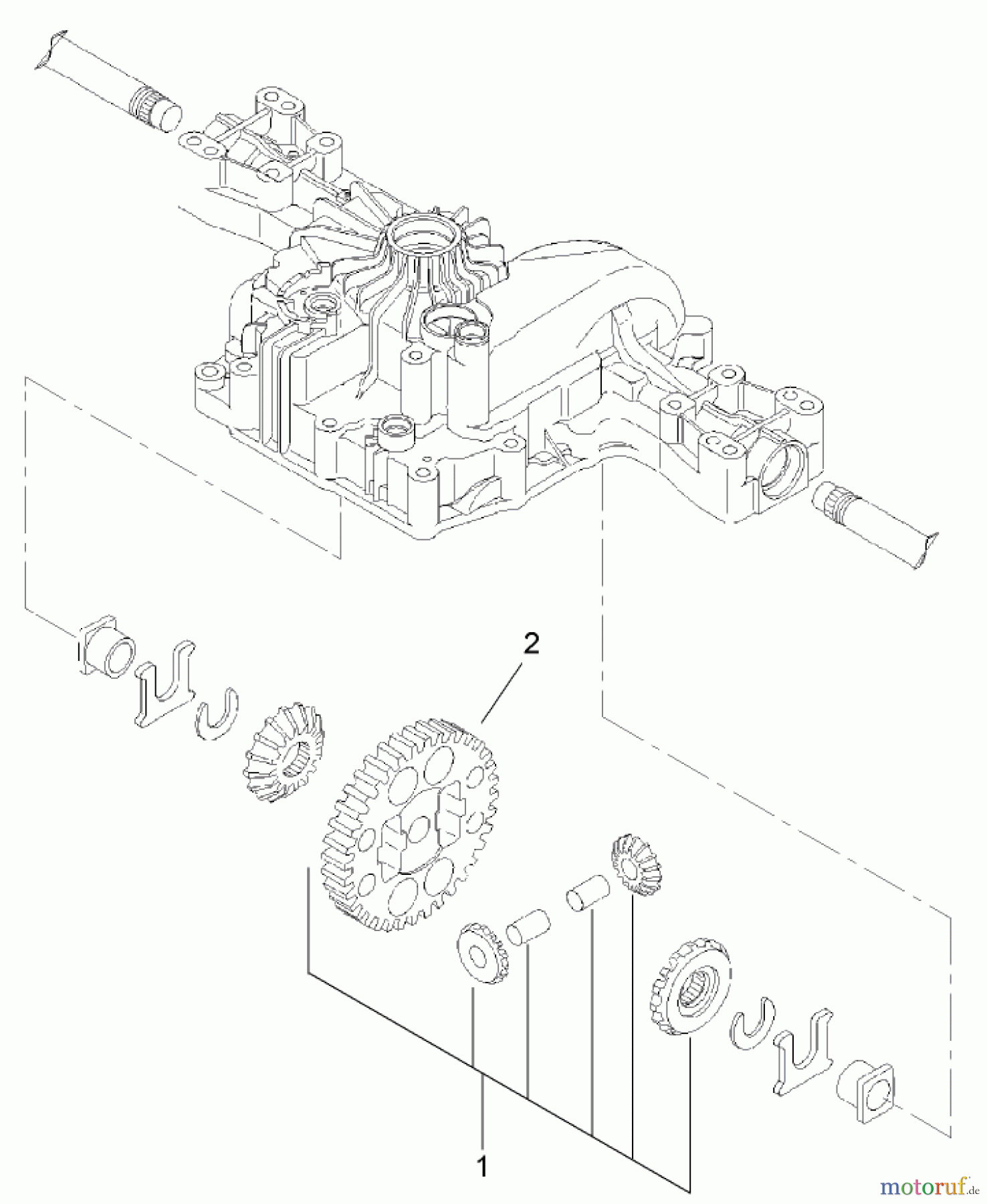 Toro Neu Mowers, Lawn & Garden Tractor Seite 1 74573 (DH 200) - Toro DH 200 Lawn Tractor, 2008 (280000001-280999999) DIFFERENTIAL GEAR ASSEMBLY TRANSMISSION ASSEMBLY NO. 114-3155