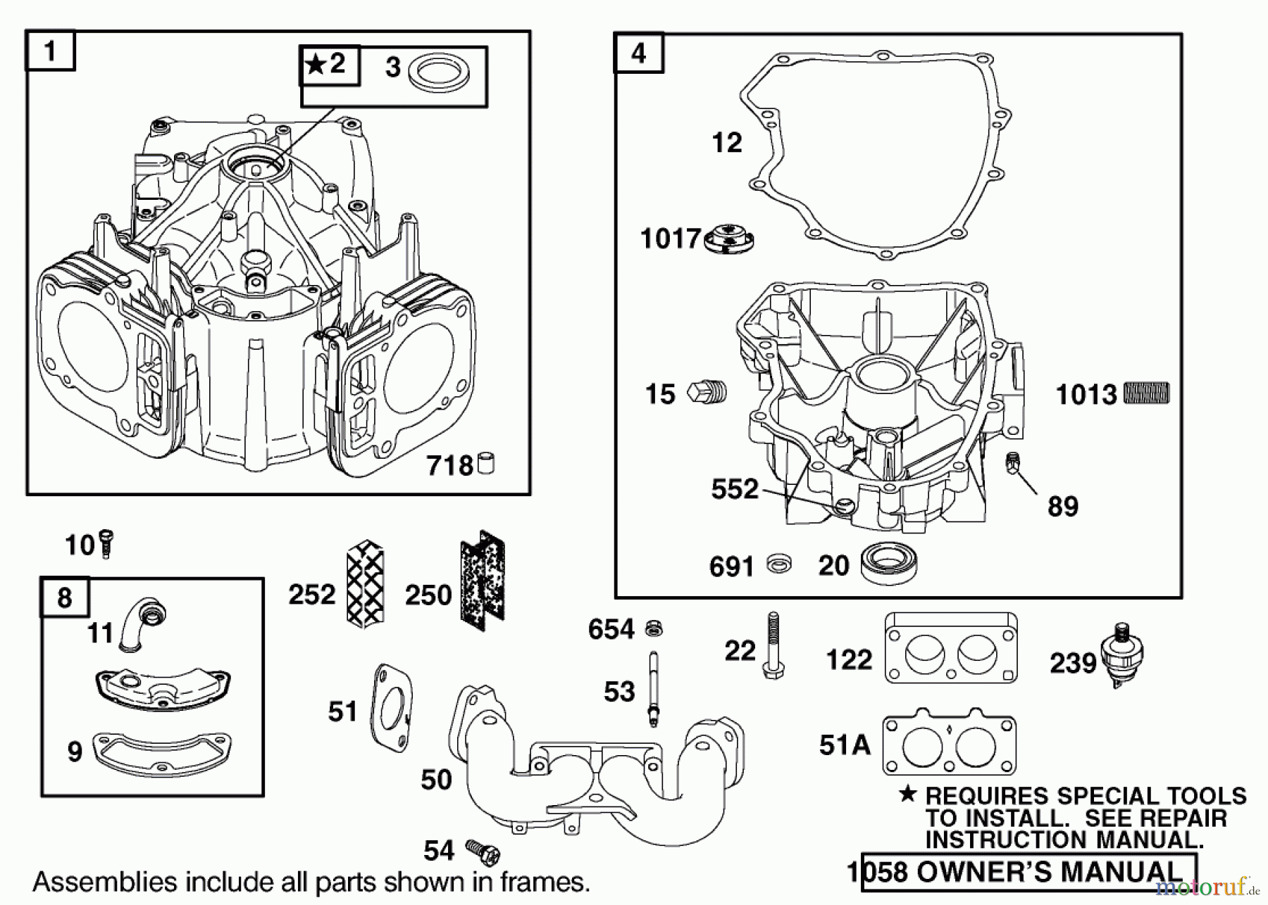 Toro Neu Mowers, Lawn & Garden Tractor Seite 1 74590 (190-DH) - Toro 190-DH Lawn Tractor, 2002 (220000001-220999999) CYLINDER ASSEMBLY ENGINE BRIGGS AND STRATTON MODEL 406777-0157-E1