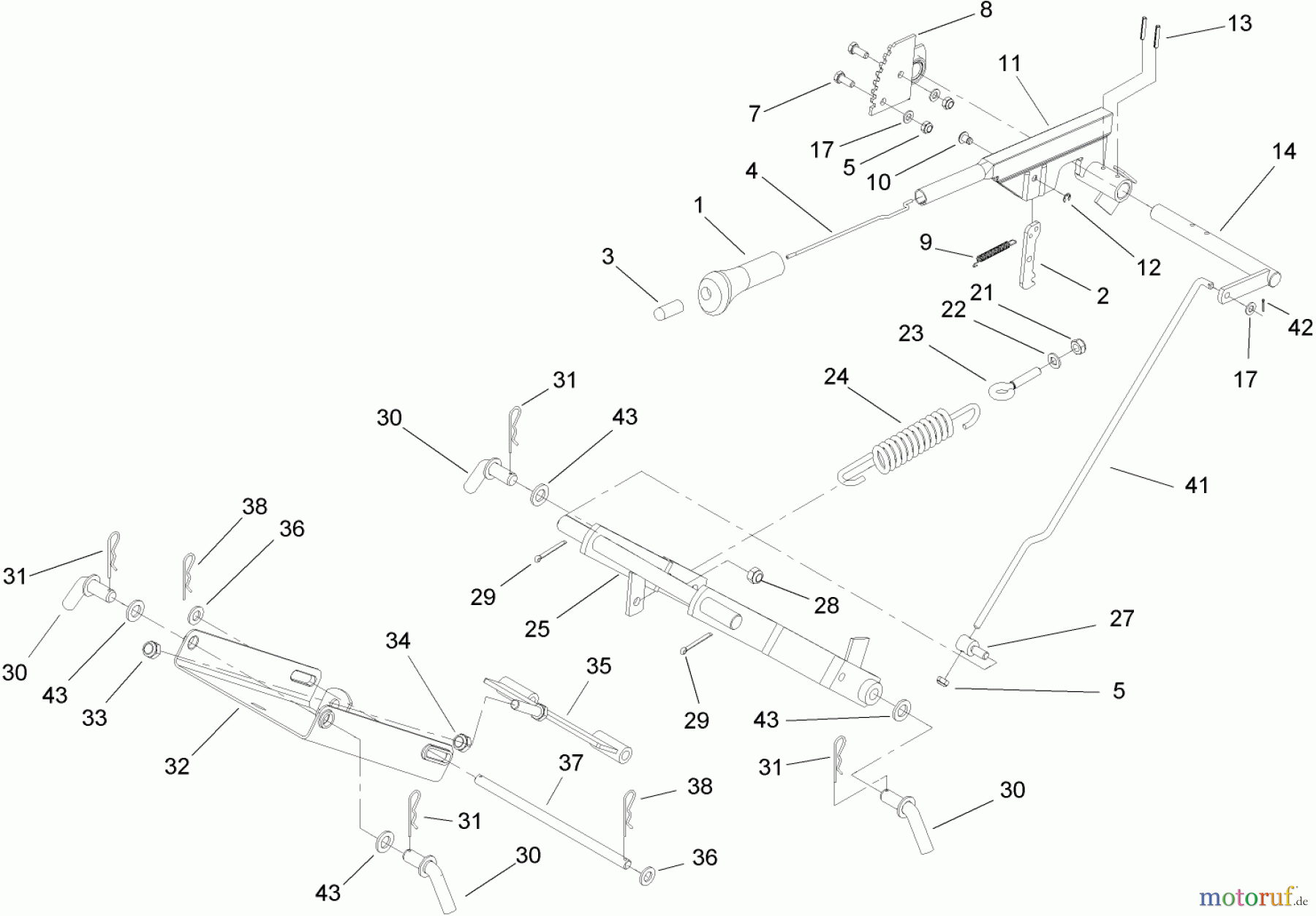  Toro Neu Mowers, Lawn & Garden Tractor Seite 1 74592 (DH 220) - Toro DH 220 Lawn Tractor, 2007 (270000001-270000651) MOWER LIFT ASSEMBLY