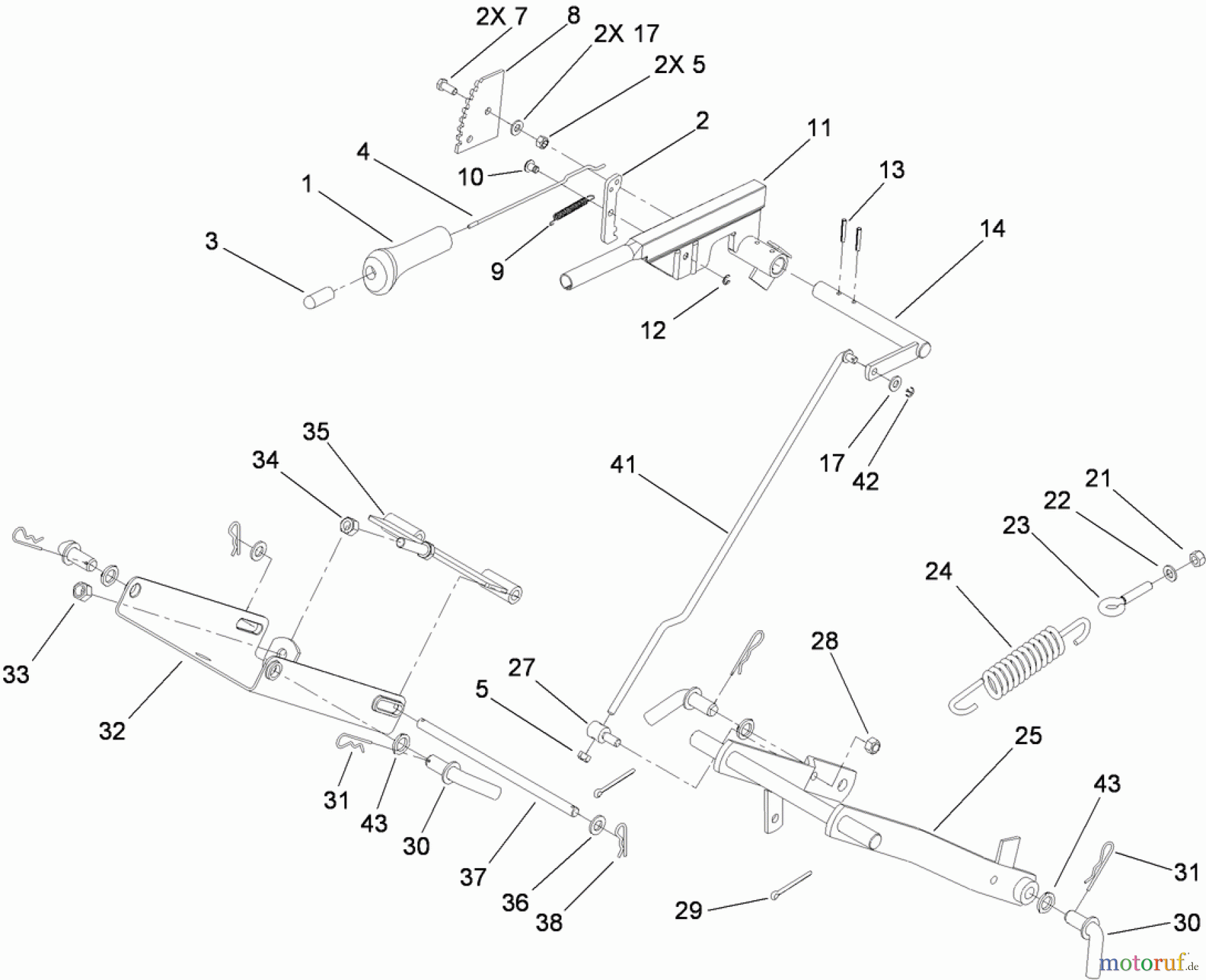  Toro Neu Mowers, Lawn & Garden Tractor Seite 1 74593 (DH 220) - Toro DH 220 Lawn Tractor, 2009 (290000001-290999999) MOWER LIFT ASSEMBLY