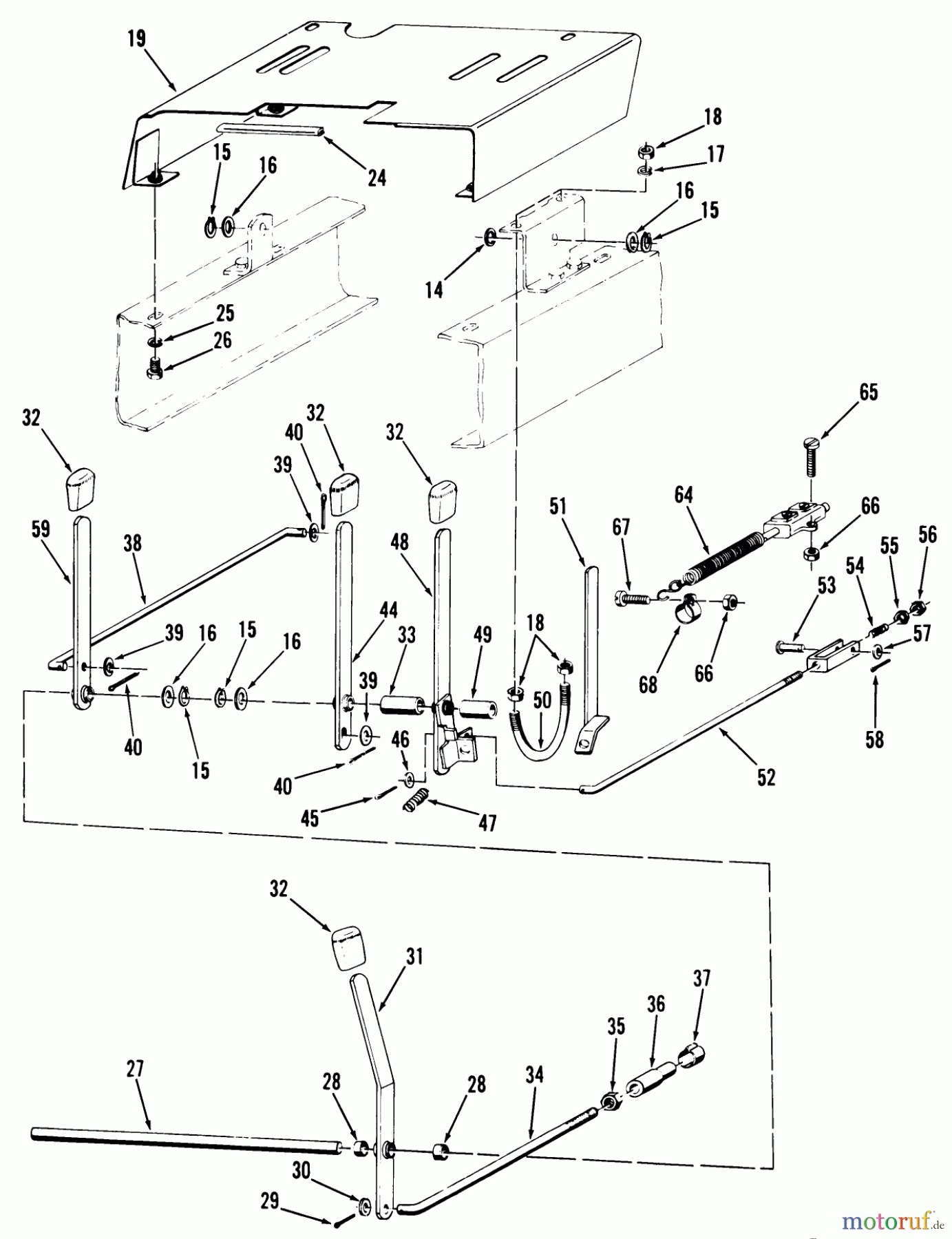  Toro Neu Mowers, Lawn & Garden Tractor Seite 2 91-20RG01 (D-250) - Toro D-250 10-Speed Tractor, 1979 TRANSMISSION CONTROL LEVERS AND PARKING BRAKE SWITCH