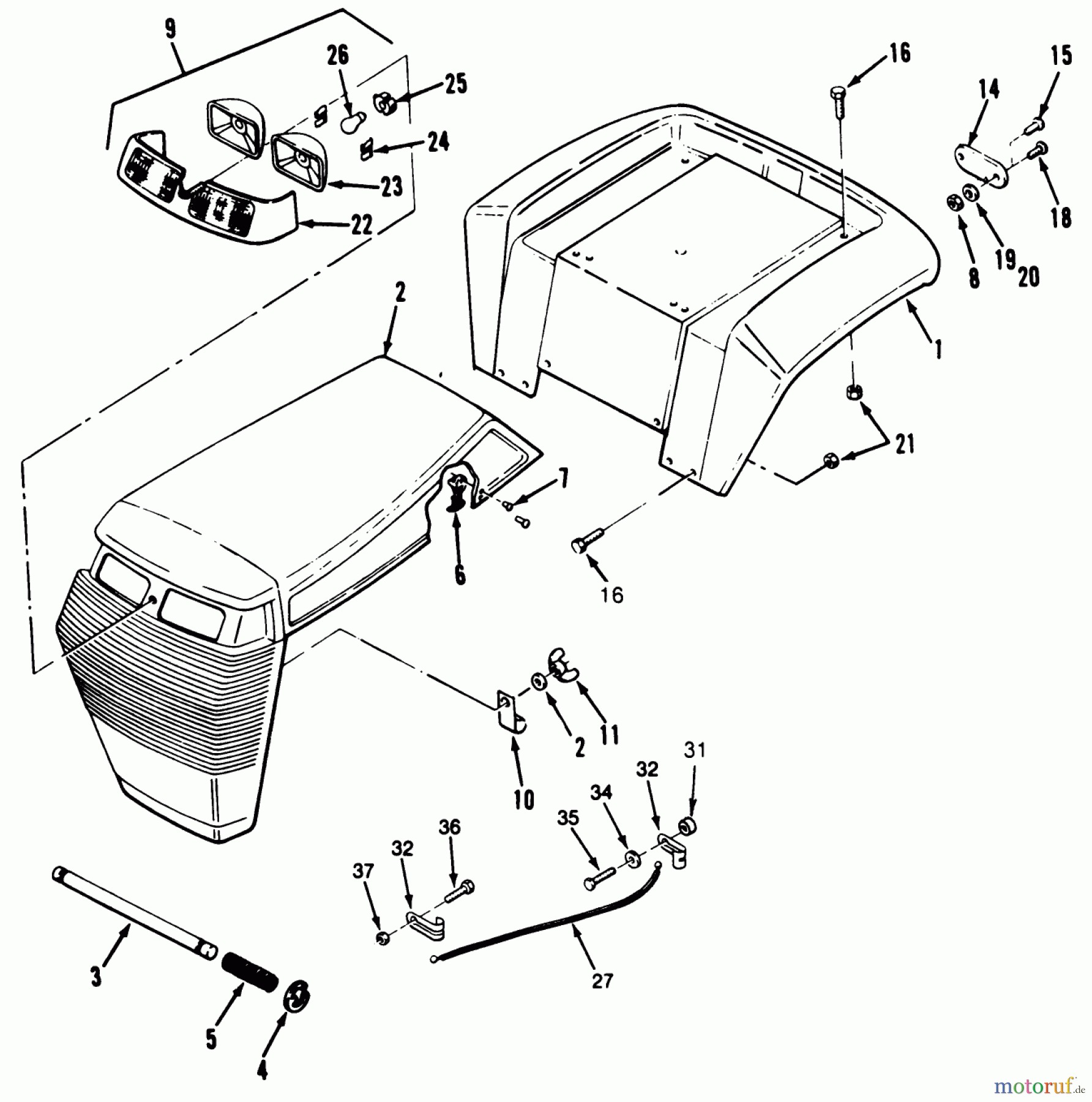  Toro Neu Mowers, Lawn & Garden Tractor Seite 2 S2-12B502 (212-5SB) - Toro 212-5SB Tractor, 1991 (1000001-1999999) HOOD & FENDER ASSEMBLY