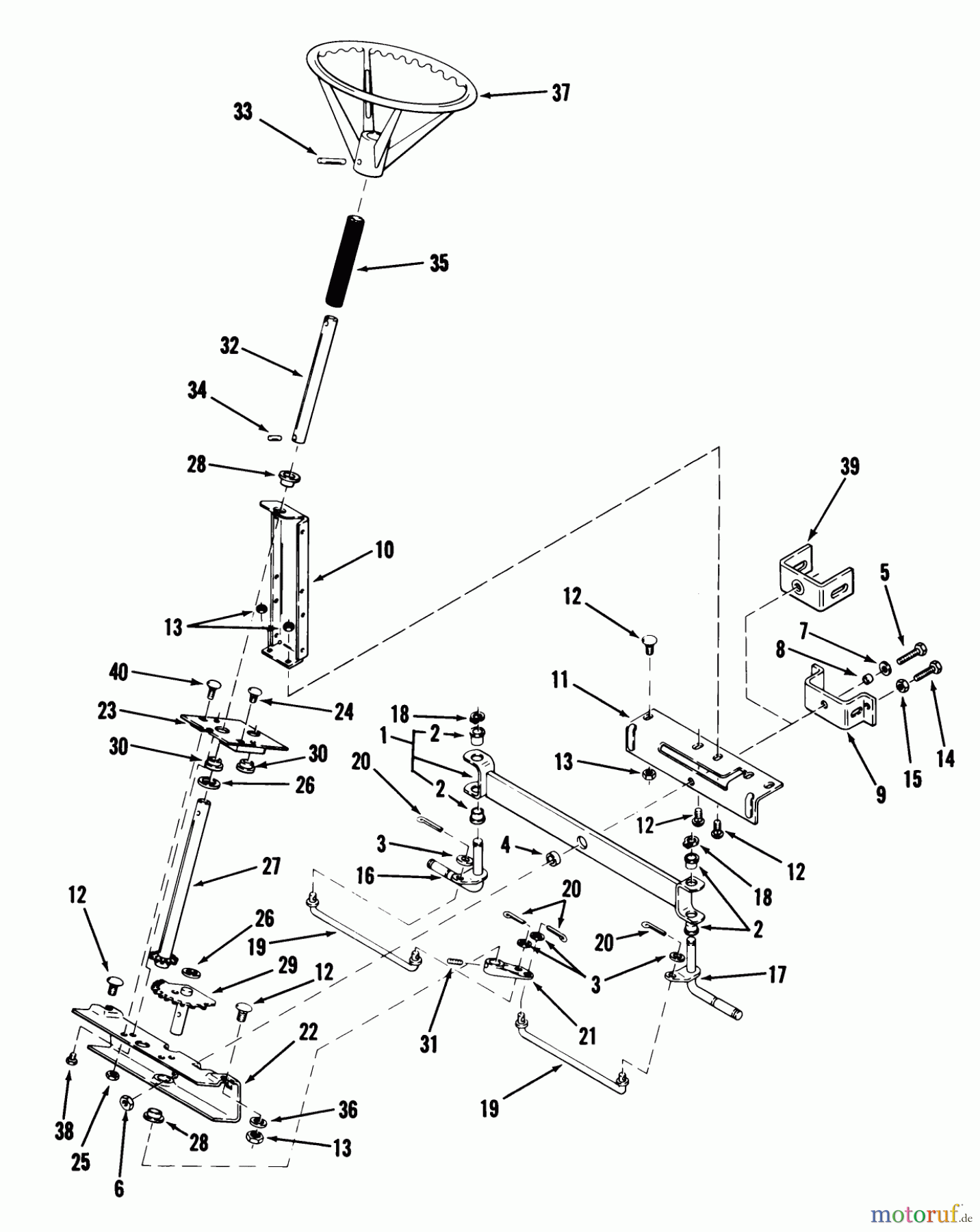  Toro Neu Mowers, Rear-Engine Rider 23-05BP01 (A-51) - Toro A-51 5-Speed Rear Engine Rider, 1982 FRONT AXLE AND STEERING