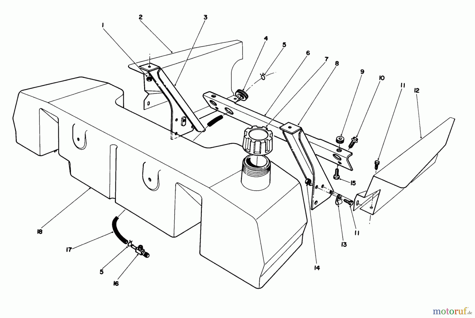 Toro Neu Mowers, Rear-Engine Rider 55600 - Toro HMR-1200, 1989 (9000001-9999999) FUEL TANK ASSEMBLY