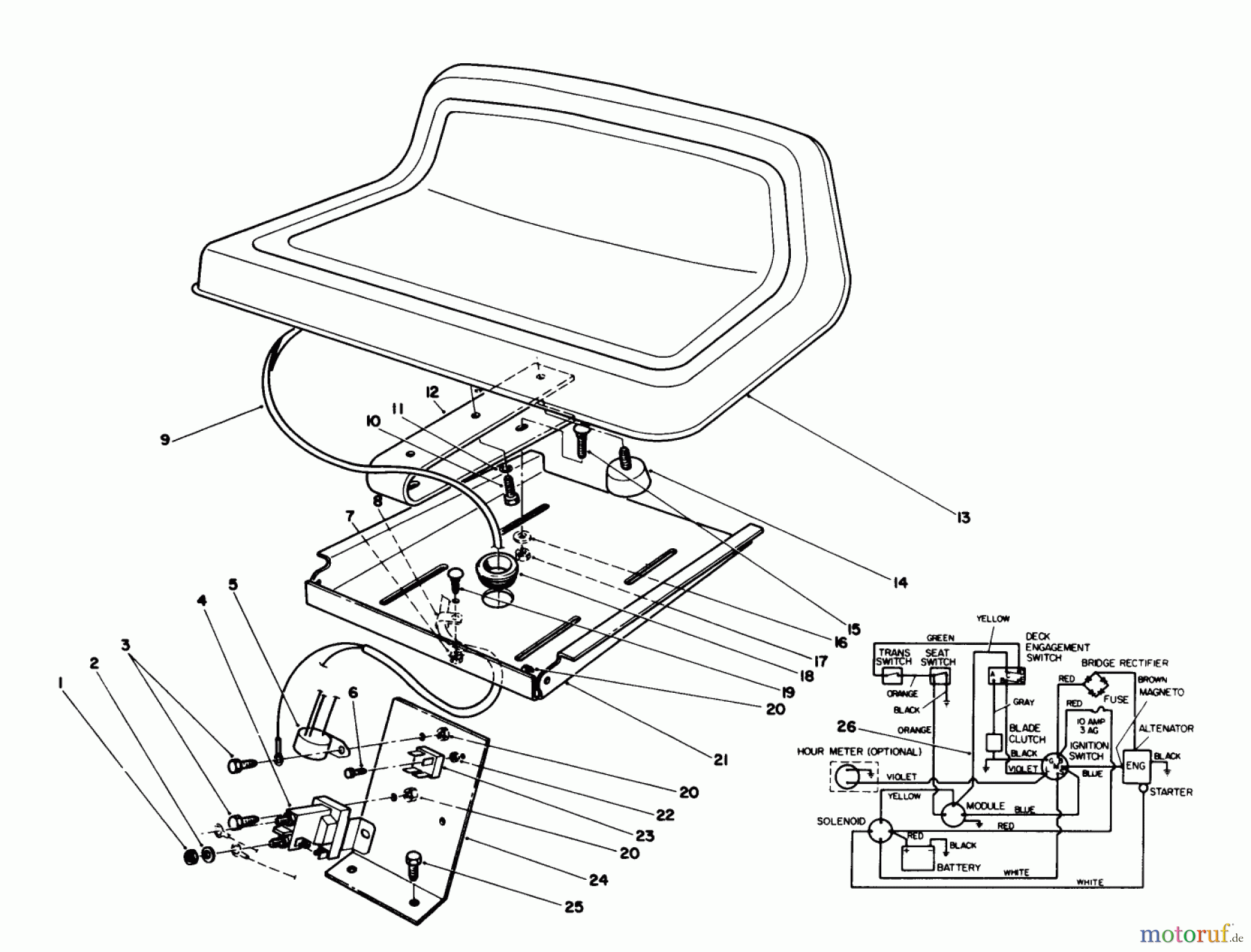 Toro Neu Mowers, Rear-Engine Rider 55600 - Toro HMR-1200, 1989 (9000001-9999999) SEAT ASSEMBLY