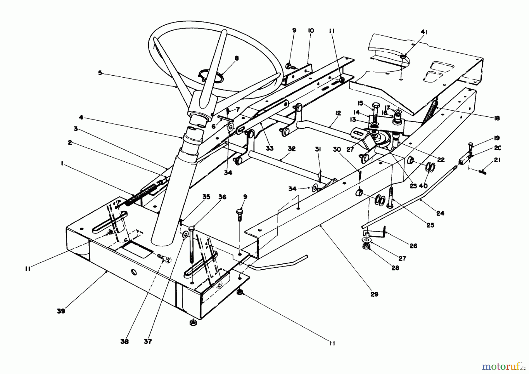 Toro Neu Mowers, Rear-Engine Rider 56125 (7-25) - Toro 7-25 Rear Engine Rider, 1985 (5000001-5999999) FRAME ASSEMBLY