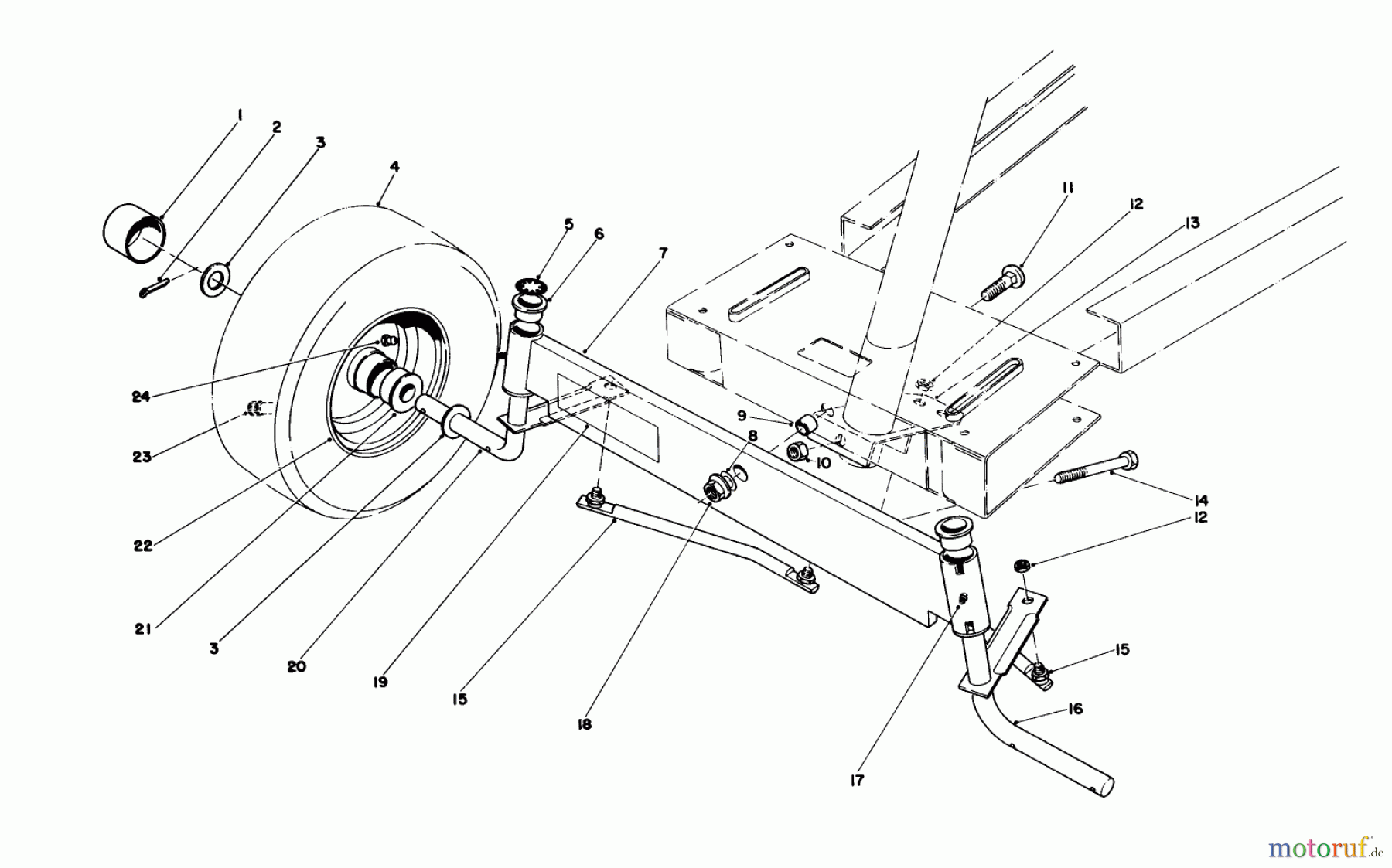  Toro Neu Mowers, Rear-Engine Rider 56125 (7-25) - Toro 7-25 Rear Engine Rider, 1986 (6000001-6999999) FRONT AXLE ASSEMBLY