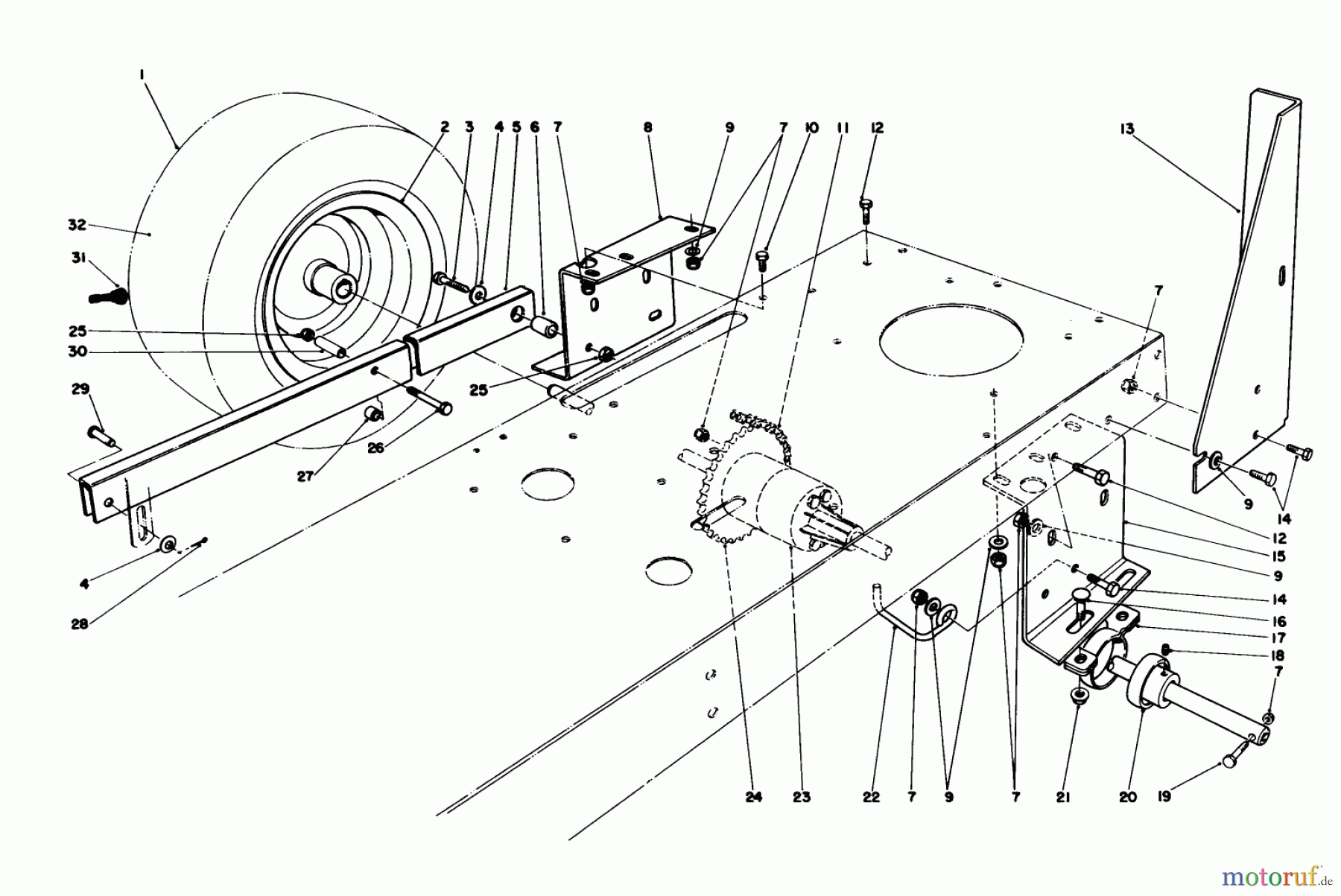  Toro Neu Mowers, Rear-Engine Rider 56150 (8-32) - Toro 8-32 Professional Rider, 1986 (6000001-6999999) REAR AXLE ASSEMBLY