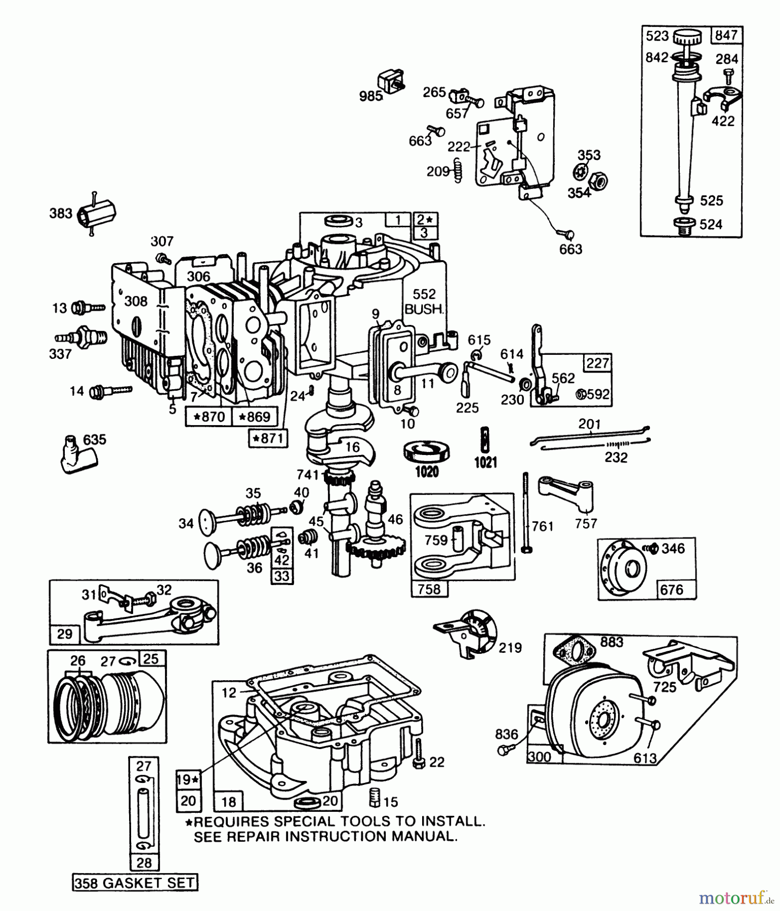 Toro Neu Mowers, Rear-Engine Rider 56150 (8-32) - Toro 8-32 Professional Rider, 1988 (8000001-8999999) ENGINE BRIGGS & STRATTON MODEL NO. 193707-0152-01 8 H.P. REAR ENGINE RIDER ELECTRIC MODEL 56150 #1