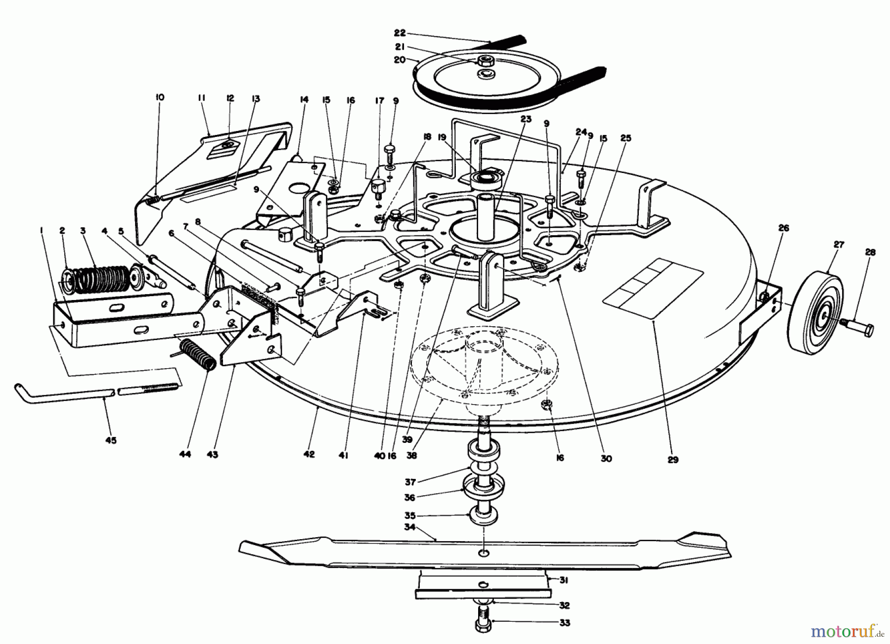  Toro Neu Mowers, Rear-Engine Rider 56177 (12-32) - Toro 12-32 Rear Engine Rider, 1992 (2000001-2999999) MOWER ASSEMBLY