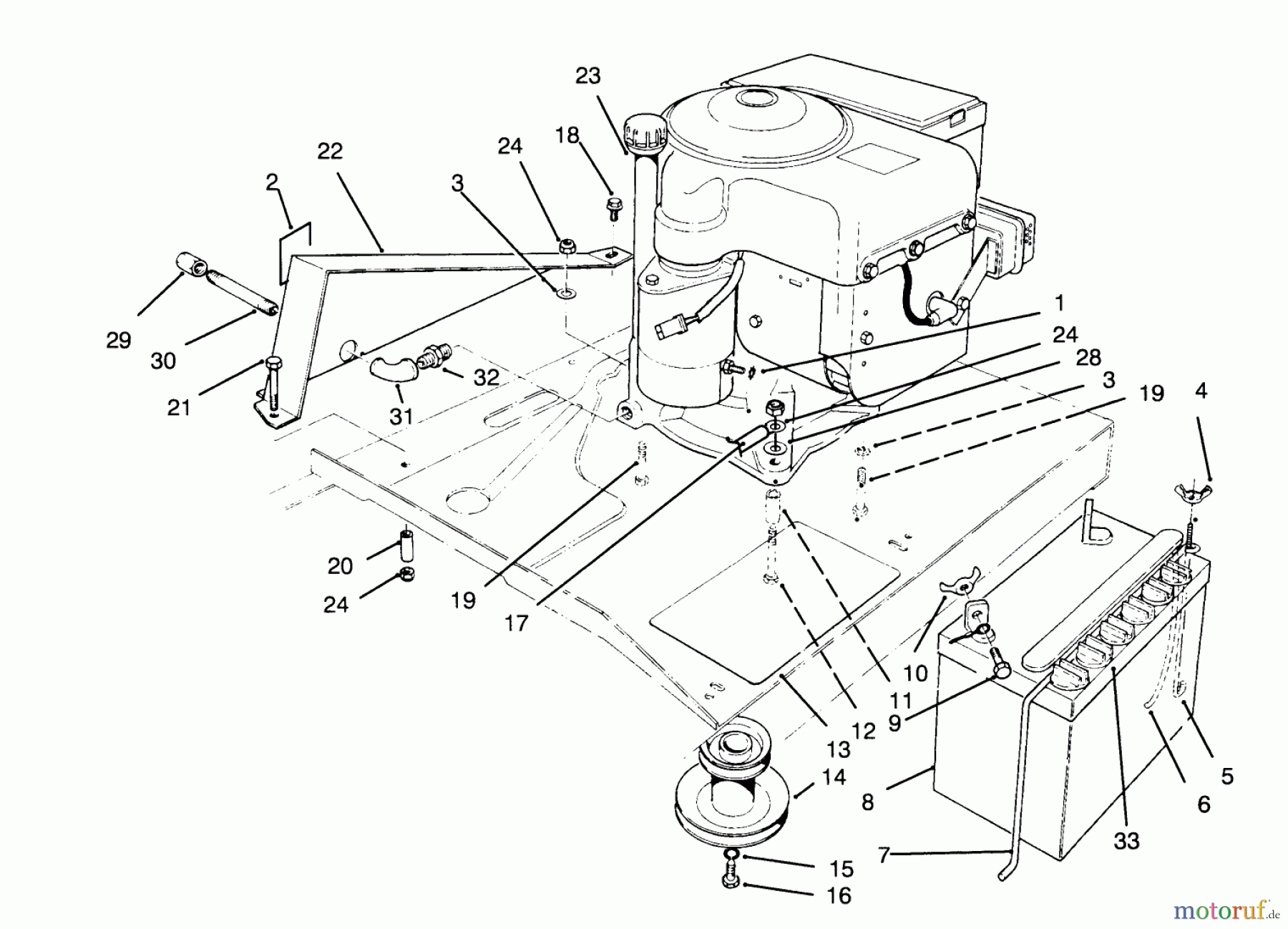  Toro Neu Mowers, Rear-Engine Rider 70040 (8-25) - Toro 8-25 Rear Engine Rider, 1995 (59000001-59999999) ENGINE ASSEMBLY