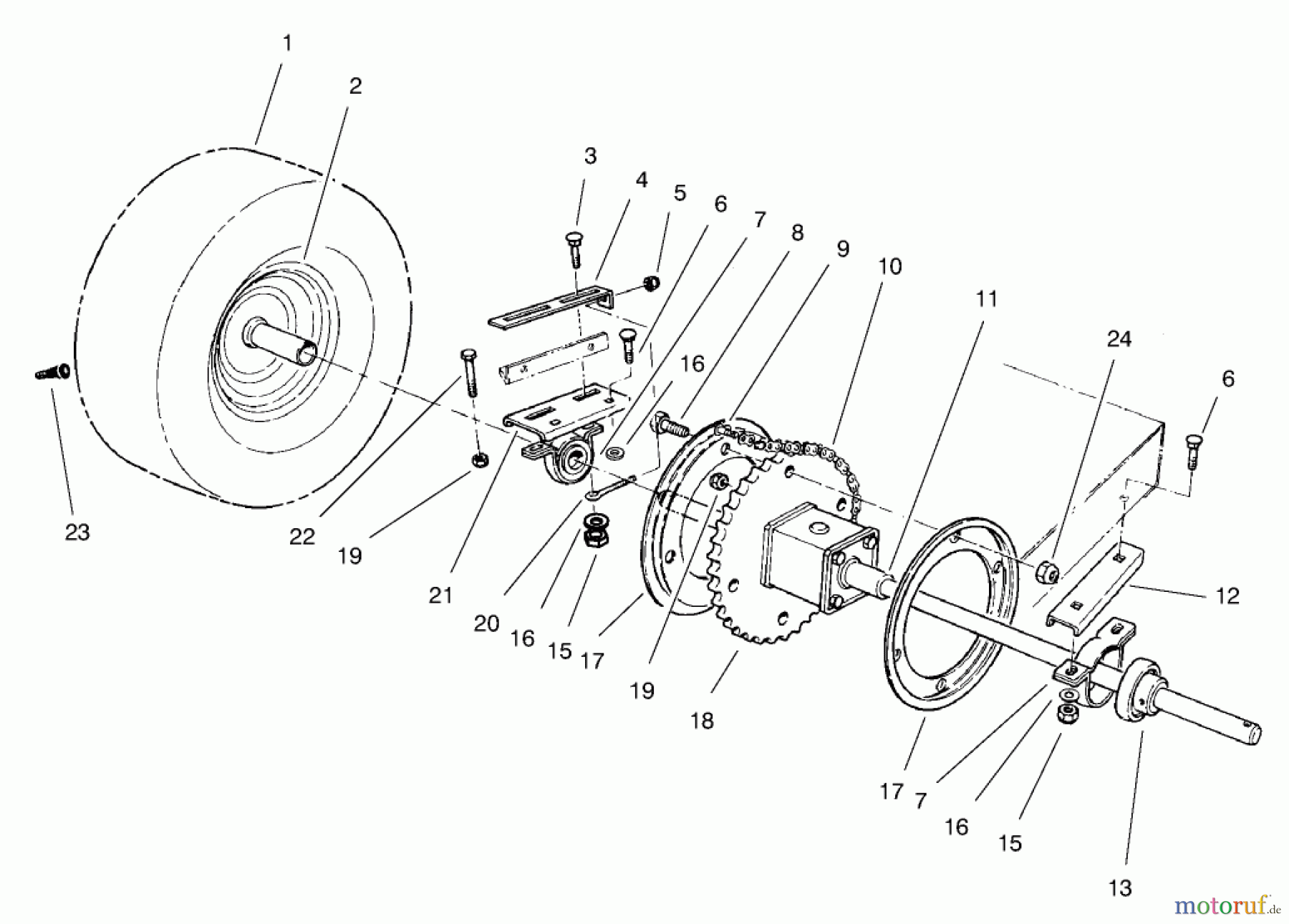  Toro Neu Mowers, Rear-Engine Rider 70041 (8-25) - Toro 8-25 Rear Engine Rider, 1998 (8900001-8999999) REAR AXLE ASSEMBLY