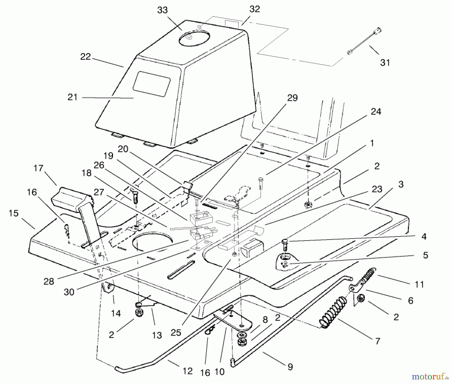  Toro Neu Mowers, Rear-Engine Rider 70044 (8-25) - Toro 8-25 Rear Engine Rider, 2002 (220000001-220999999) FRONT BODY ASSEMBLY