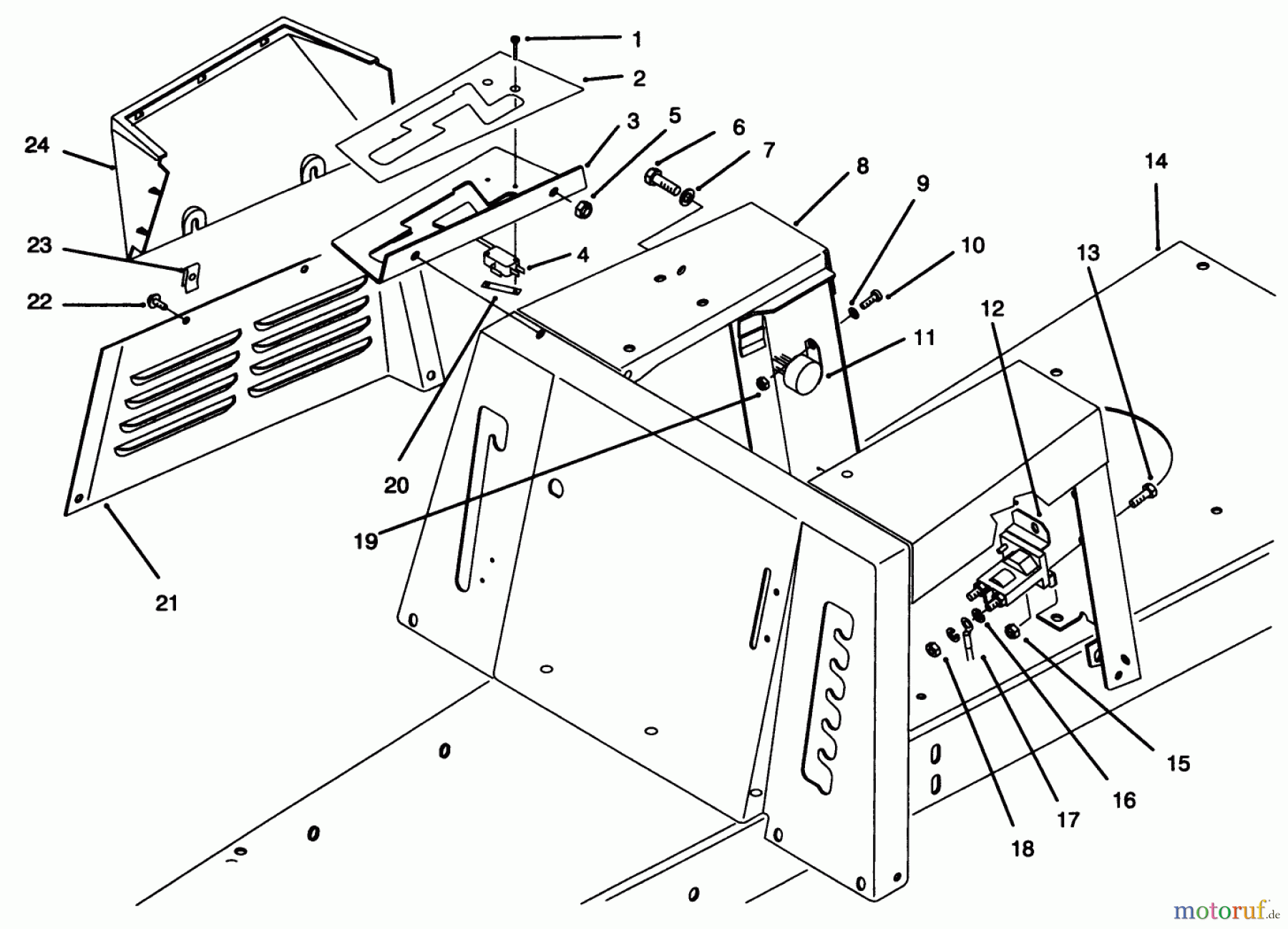  Toro Neu Mowers, Rear-Engine Rider 70120 (12-32) - Toro 12-32 Recycler Rider, 1996 (6900001-6999999) SEAT BODY & SIDE PANEL ASSEMBLY