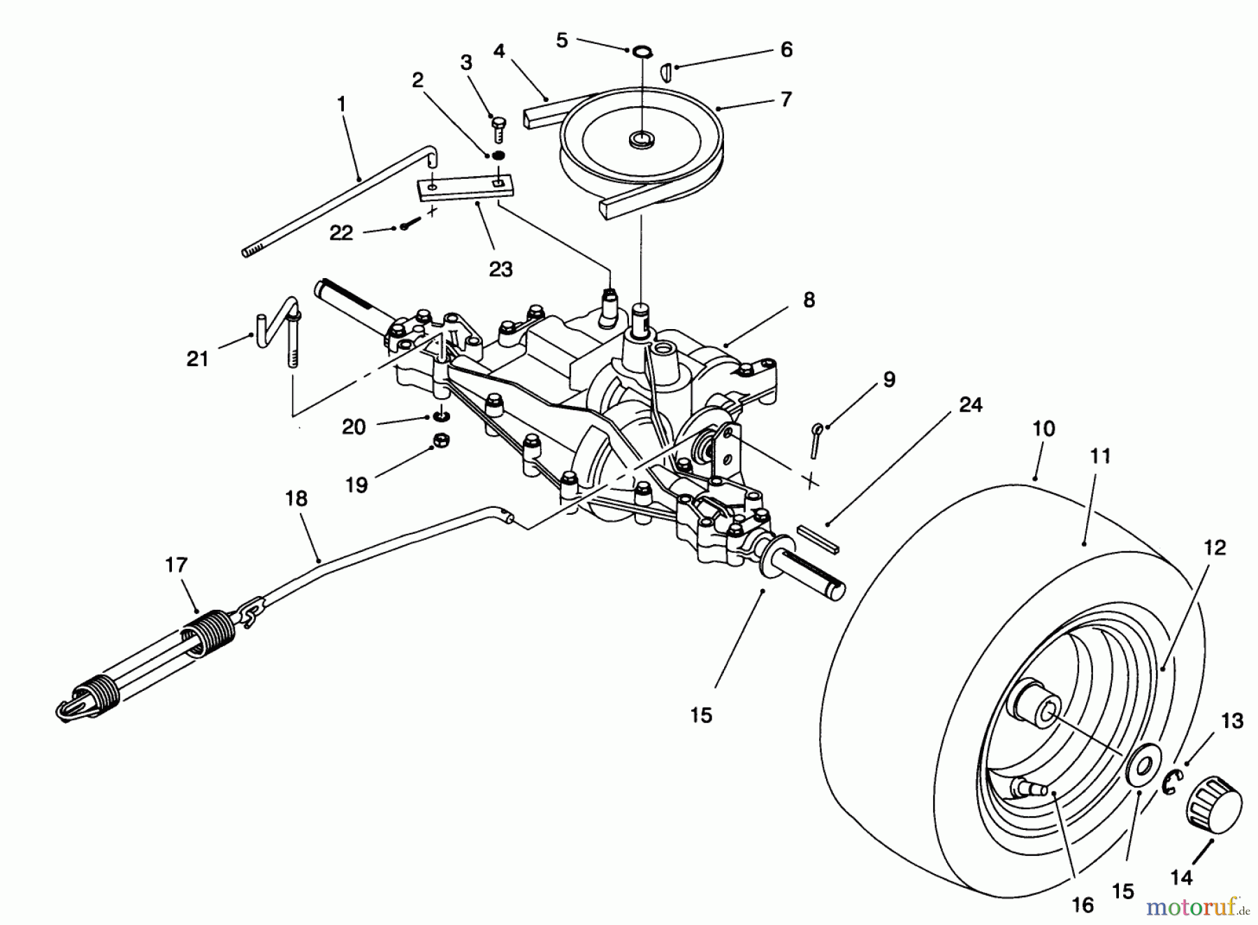  Toro Neu Mowers, Rear-Engine Rider 70081 (11-32) - Toro 11-32 Rear Engine Rider, 1996 (6900001-6999999) REAR AXLE ASSEMBLY