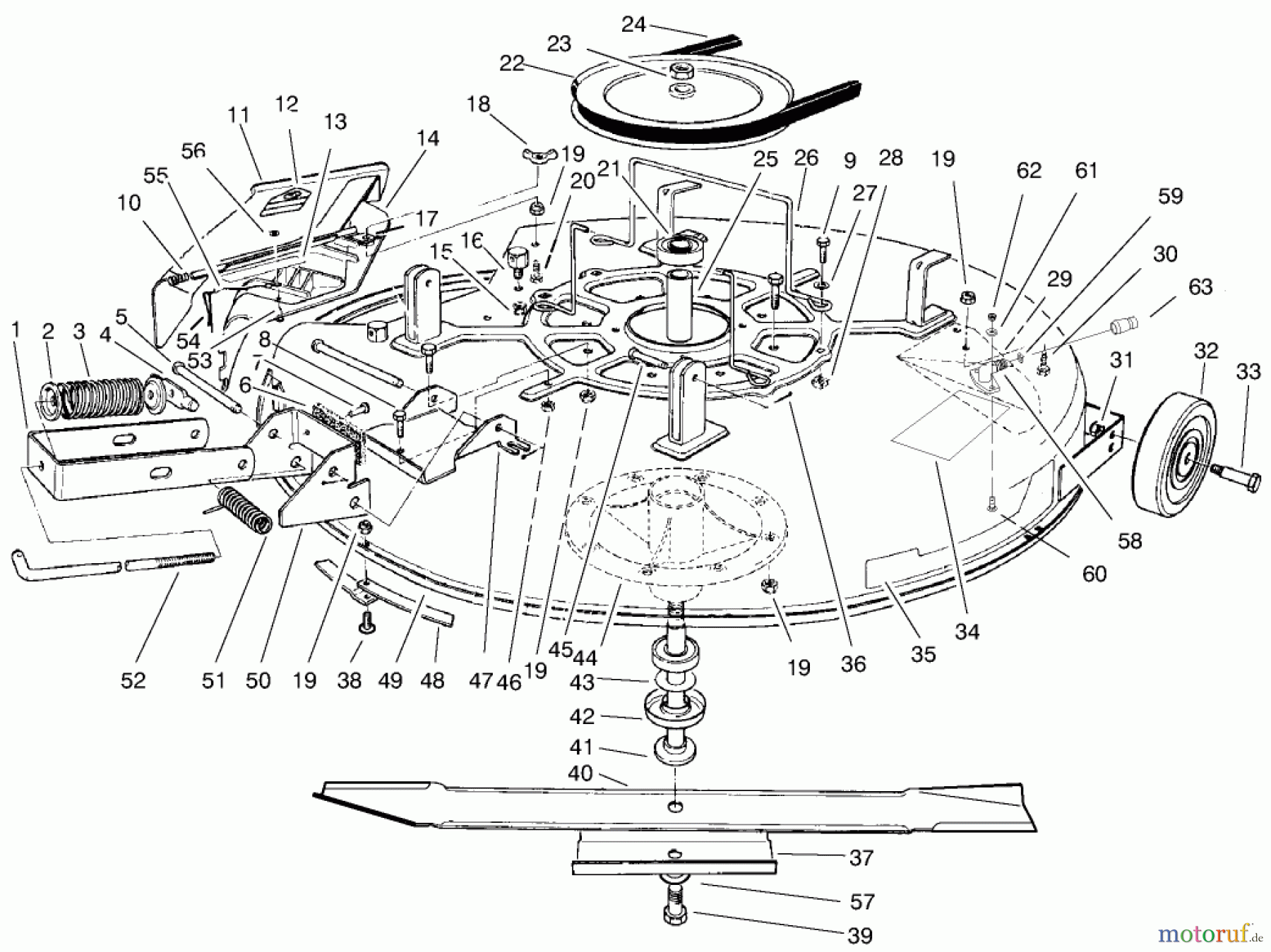  Toro Neu Mowers, Rear-Engine Rider 70089 (12-32) - Toro 12-32 Rear Engine Rider, 2000 (000000001-000999999) MOWER ASSEMBLY-RECYCLER