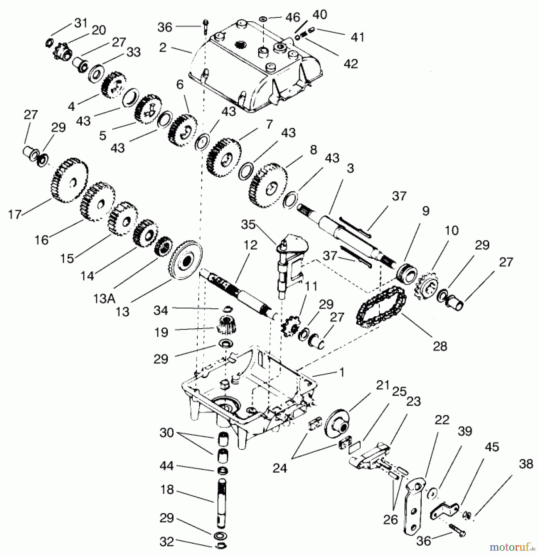  Toro Neu Mowers, Rear-Engine Rider 70122 (8-25) - Toro 8-25 Rear Engine Rider, 1999 (9900001-9999999) TRANSMISSION PEERLESS MODEL 700-025