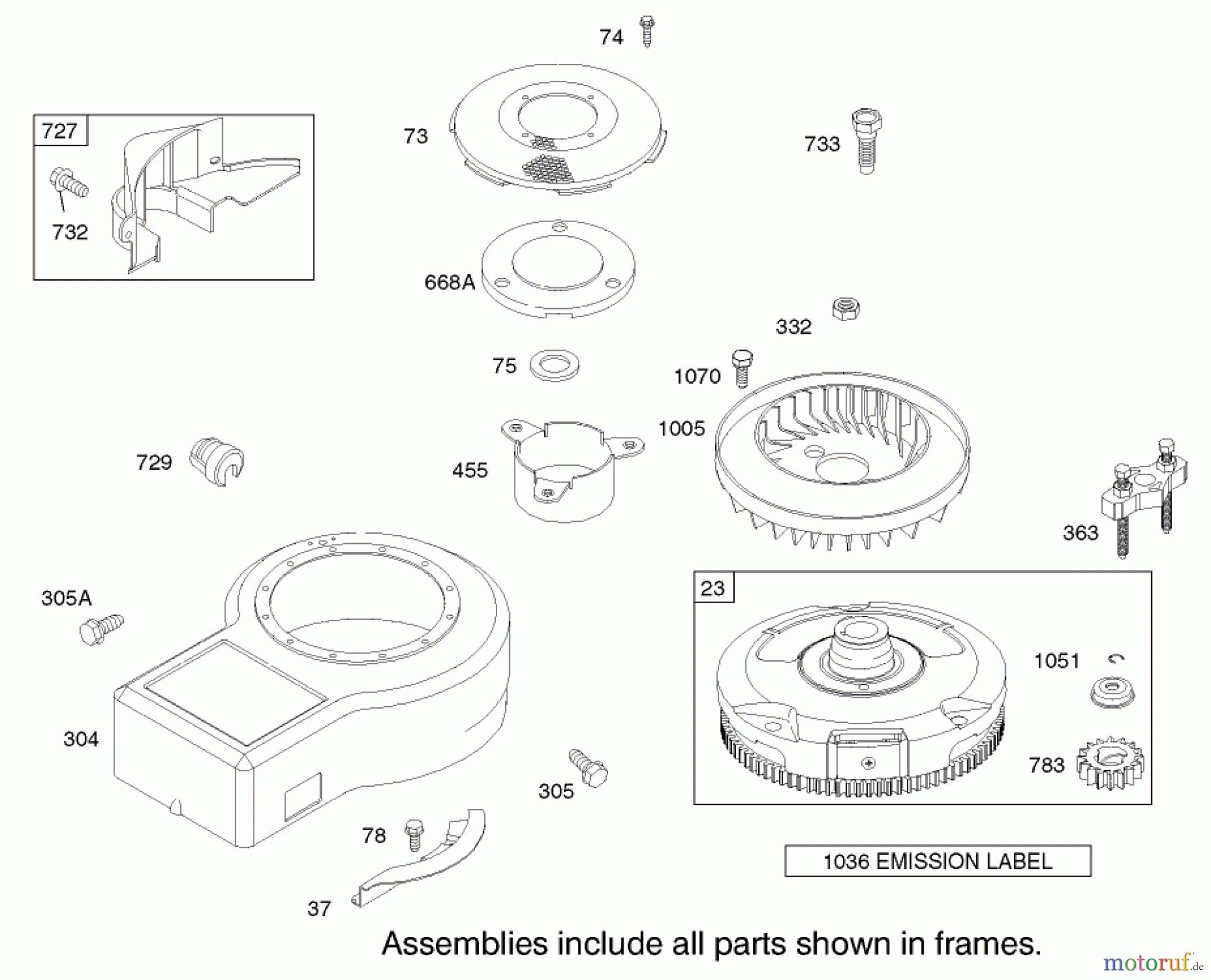  Toro Neu Mowers, Rear-Engine Rider 70125 (13-32G) - Toro 13-32G Rear Engine Rider, 2002 (220000001-220999999) BLOWER HOUSING ASSEMBLY ENGINE BRIGGS AND STRATTON MODEL 28M707-1127-E1