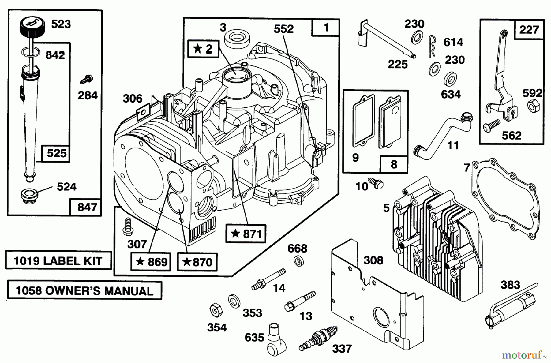  Toro Neu Mowers, Rear-Engine Rider 70131 (13-32) - Toro 13-32 Rear Engine Rider, 1996 (6900001-6999999) ENGINE BRIGGS & STRATTON MODEL 28M707-0127-01 #1