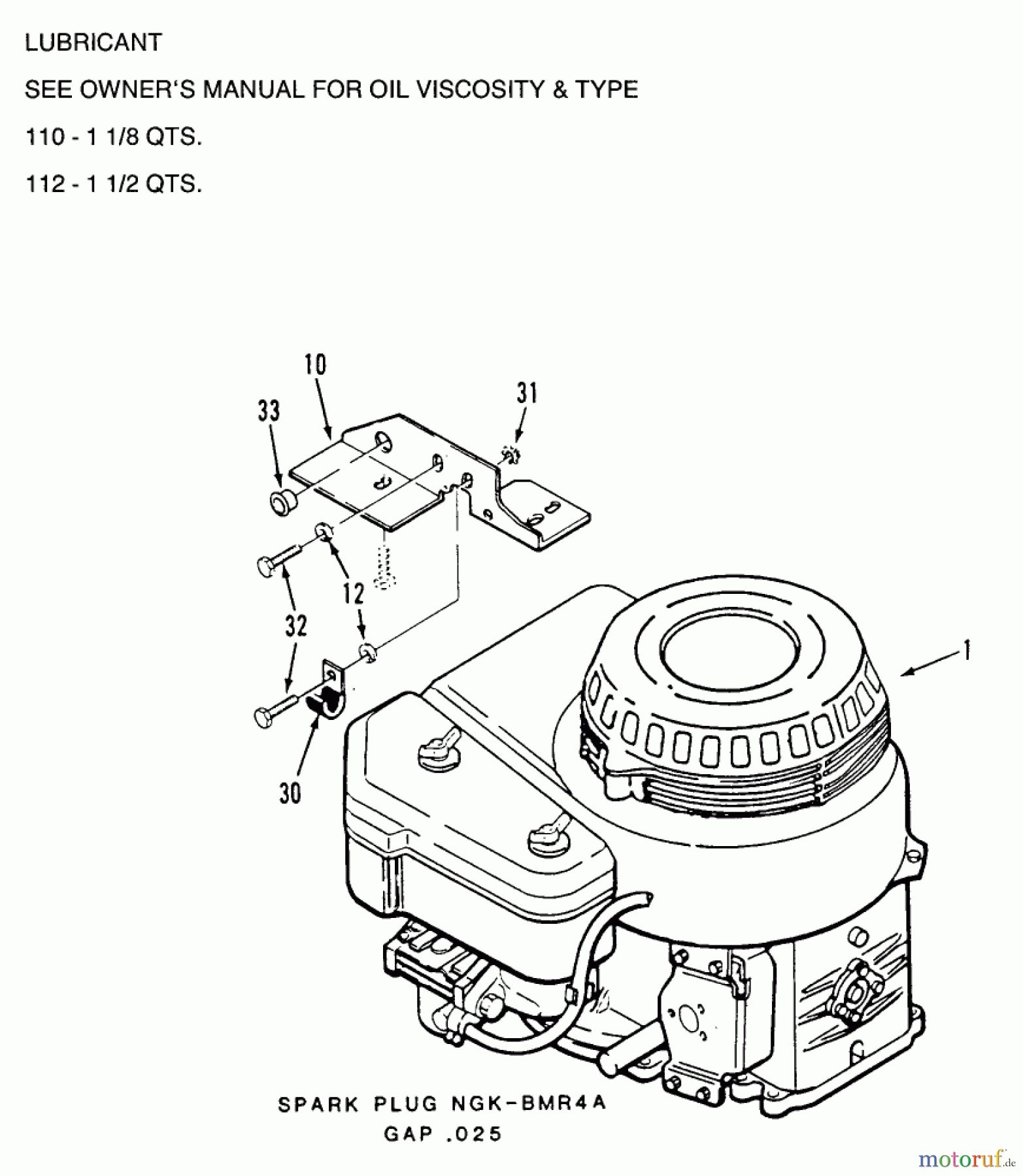 Toro Neu Mowers, Rear-Engine Rider E3-10B401 (110-4) - Toro 110-4 Rear Engine Rider, 1989 ENGINES