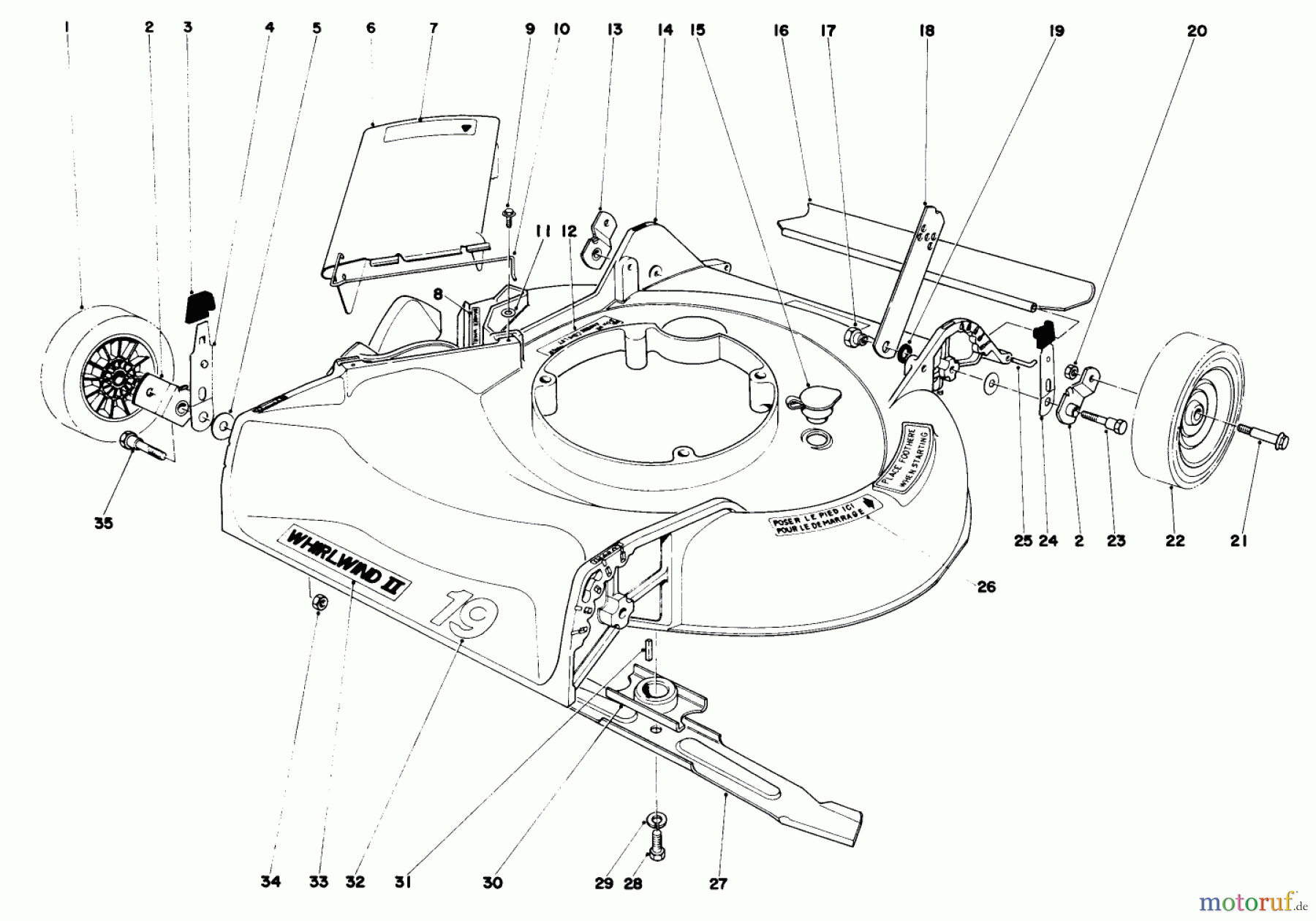  Toro Neu Mowers, Walk-Behind Seite 1 16067 - Toro Whirlwind II Lawnmower, 1979 (9000001-9999999) HOUSING ASSEMBLY MODEL 16067 AND 16155