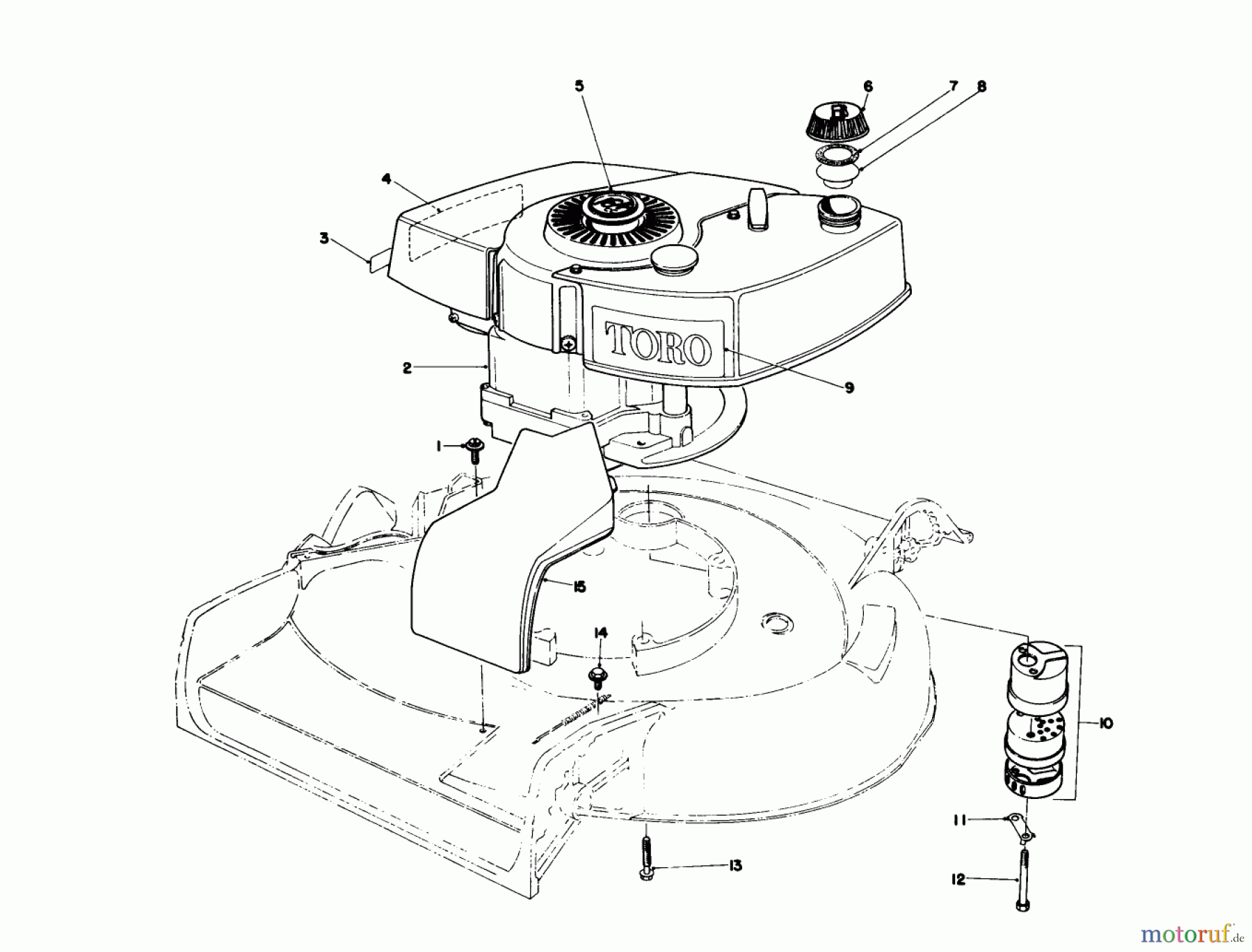 Toro Neu Mowers, Walk-Behind Seite 1 16077 - Toro Lawnmower, 1981 (1000001-1999999) ENGINE ASSEMBLY MODEL 16297