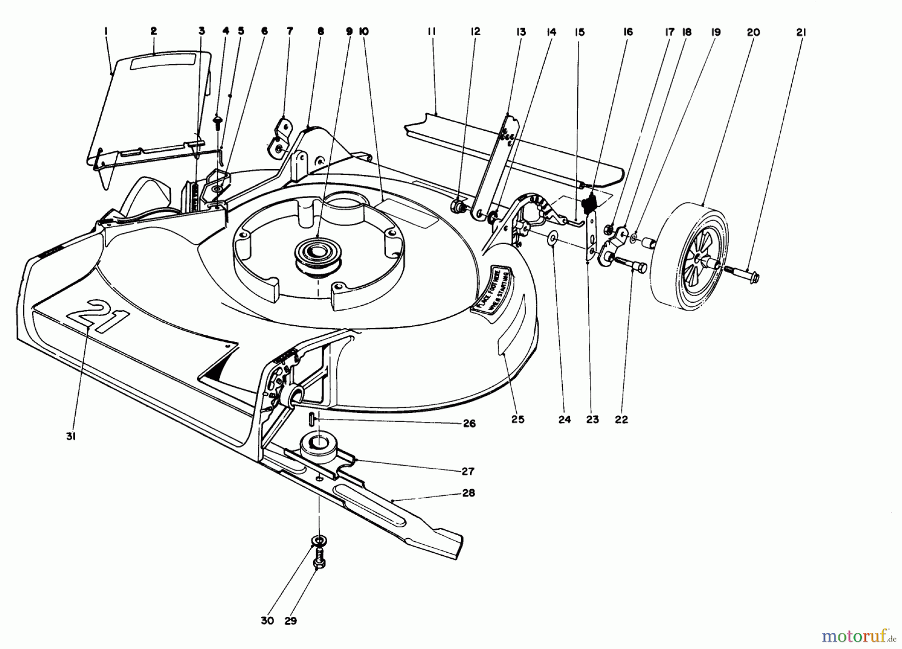  Toro Neu Mowers, Walk-Behind Seite 1 16077 - Toro Lawnmower, 1982 (2000001-2999999) HOUSING ASSEMBLY MODEL 16297