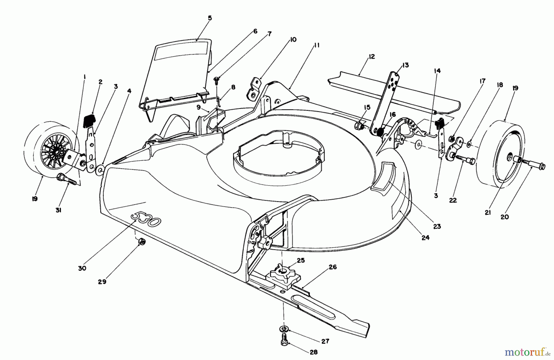 Toro Neu Mowers, Walk-Behind Seite 1 16165 - Toro Lawnmower, 1984 (4000001-4999999) HOUSING ASSEMBLY