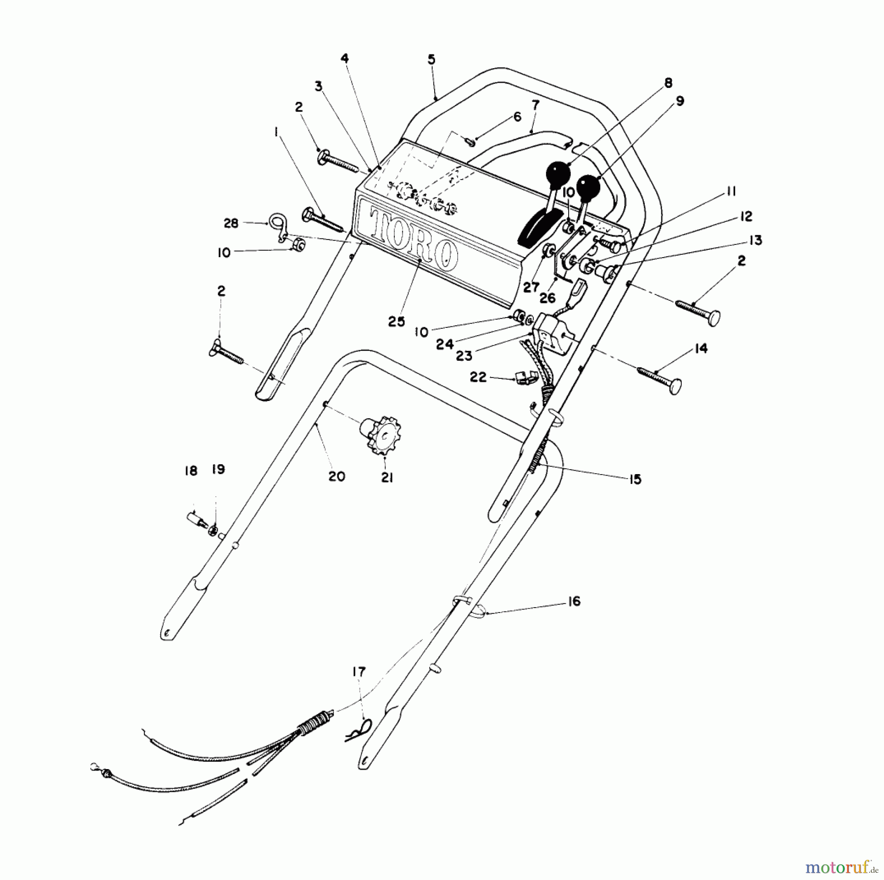Toro Neu Mowers, Walk-Behind Seite 1 16212 - Toro Lawnmower, 1985 (5000001-5999999) HANDLE ASSEMBLY