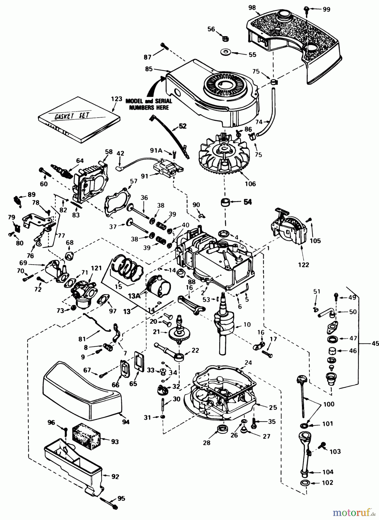 Toro Neu Mowers, Walk-Behind Seite 1 16299 - Toro Lawnmower, 1984 (4000001-4999999) ENGINE TECUMSEH MODEL NO. TNT 100-10086E