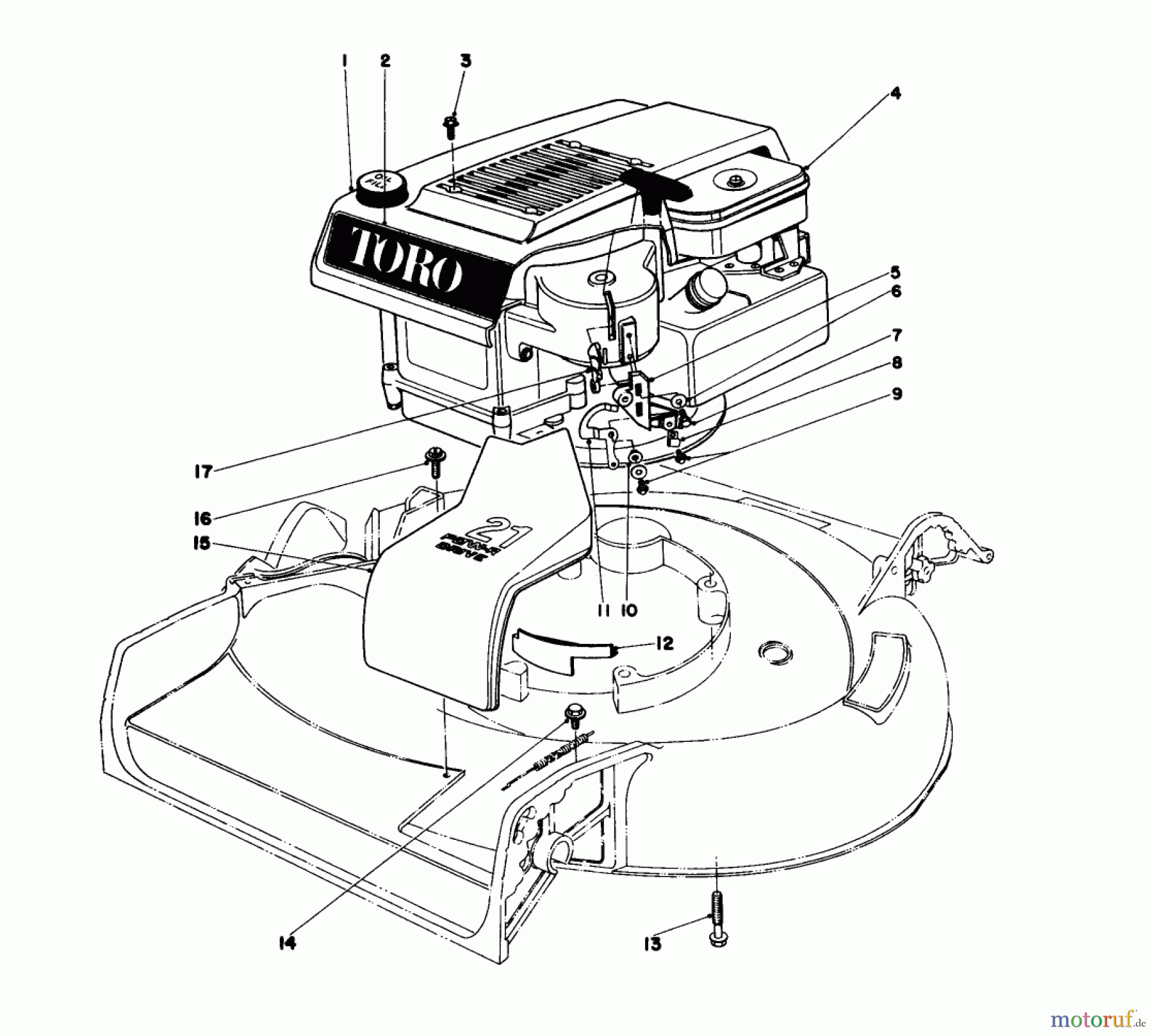 Toro Neu Mowers, Walk-Behind Seite 1 16300 - Toro Lawnmower, 1979 (9000001-9999999) ENGINE ASSEMBLY MODEL 16320