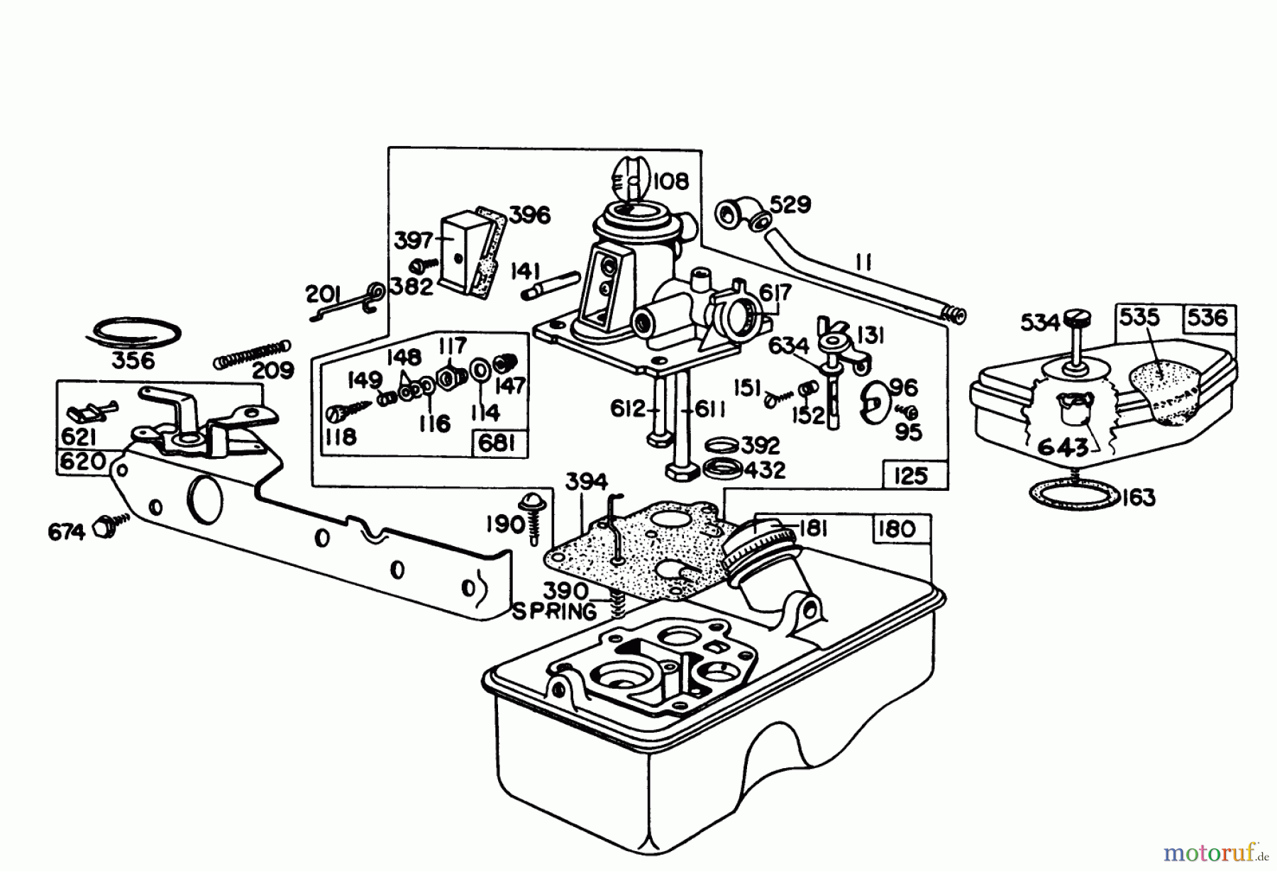  Toro Neu Mowers, Walk-Behind Seite 1 16310 - Toro Lawnmower, 1981 (1000001-1999999) BRIGGS & STRATTON CARBURETOR ASSEMBLY MODEL 92908-2053-01 FOR 21