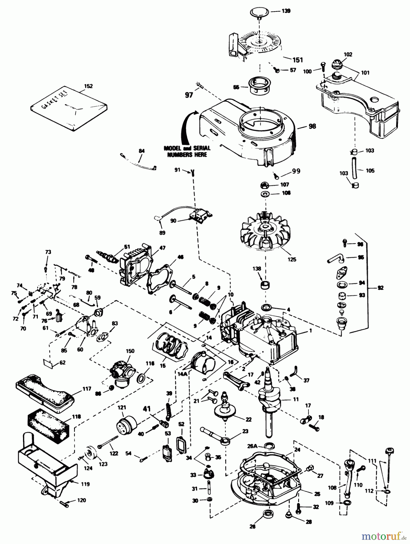 Toro Neu Mowers, Walk-Behind Seite 1 16340C - Toro Lawnmower, 1987 (7000001-7999999) ENGINE TECUMSEH MODEL NO. TVS100-44014A