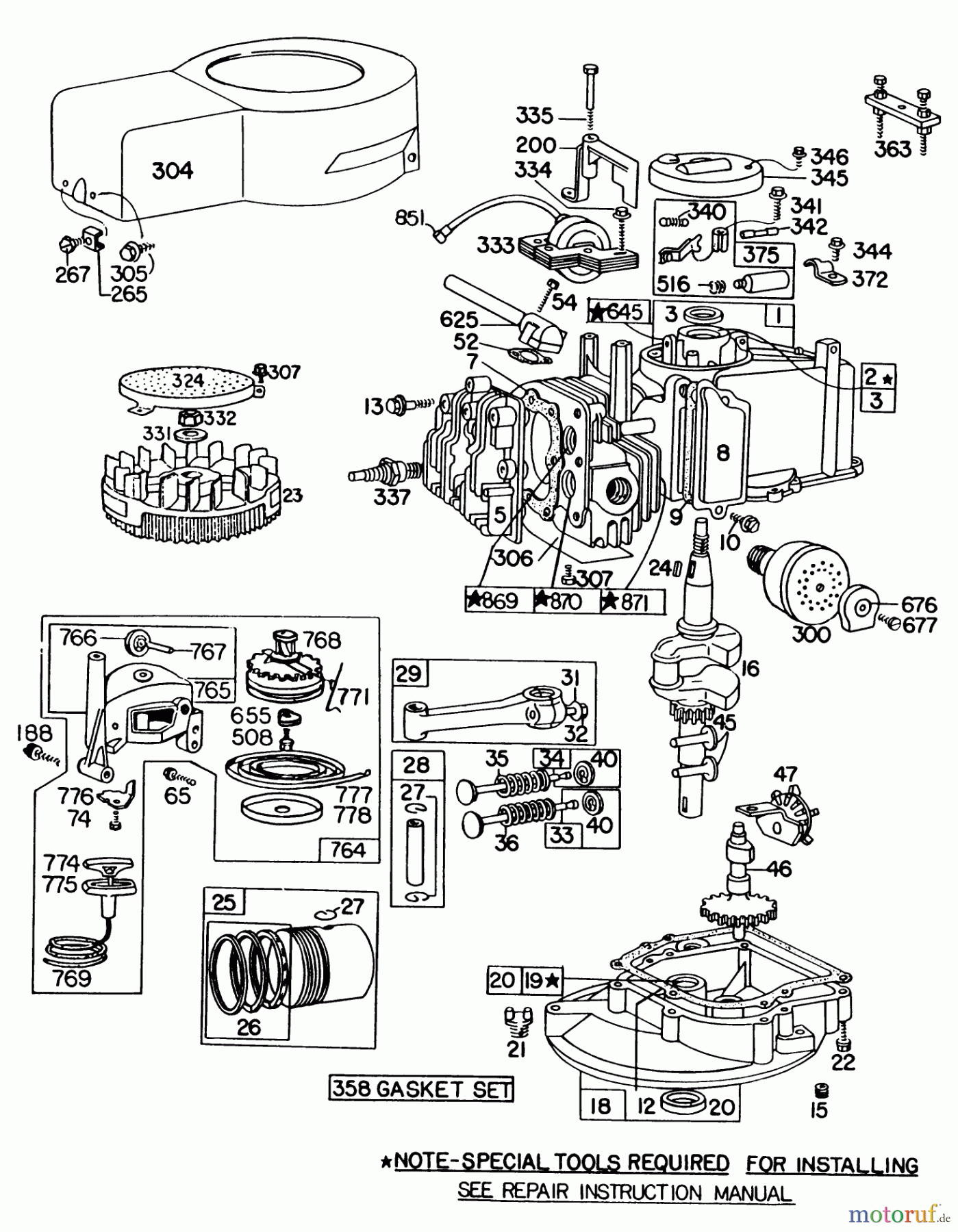 Toro Neu Mowers, Walk-Behind Seite 1 16600 - Toro Lawnmower, 1978 (8000001-8999999) ENGINE BRIGGS & STRATTON MODEL NO. 92908-1844-01