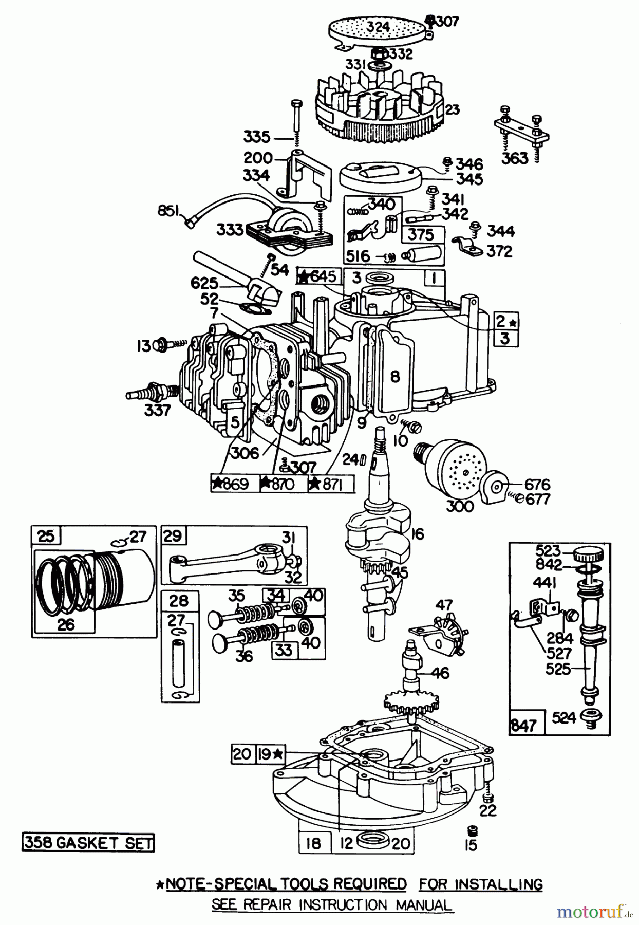 Toro Neu Mowers, Walk-Behind Seite 1 16711 - Toro Lawnmower, 1978 (8000001-8999999) ENGINE BRIGGS & STRATTON MODEL 92908-1846-01