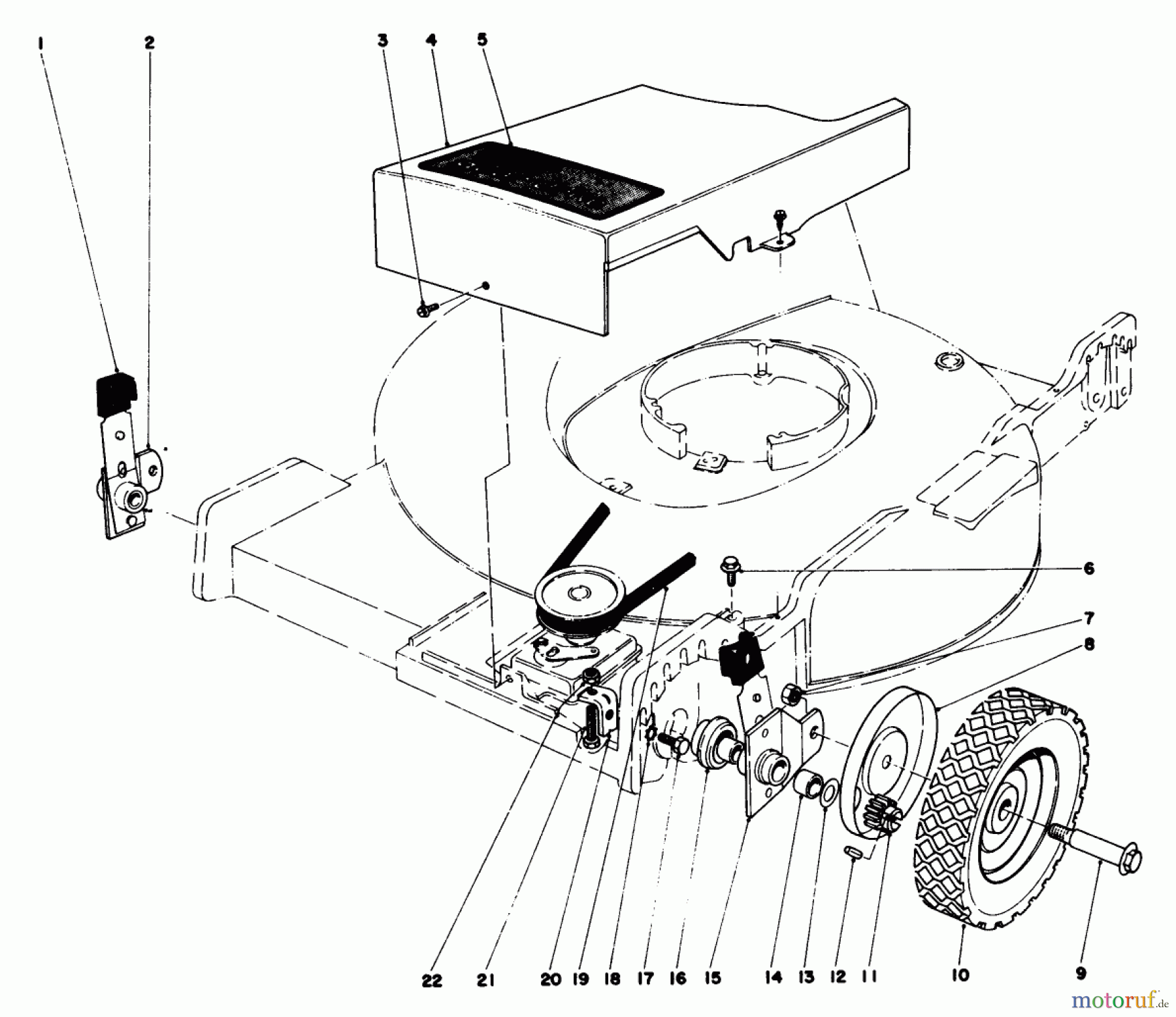 Toro Neu Mowers, Walk-Behind Seite 1 16756 - Toro Lawnmower, 1978 (8000001-8999999) FRONT WHEEL AND PIVOT ARM ASSEMBLY
