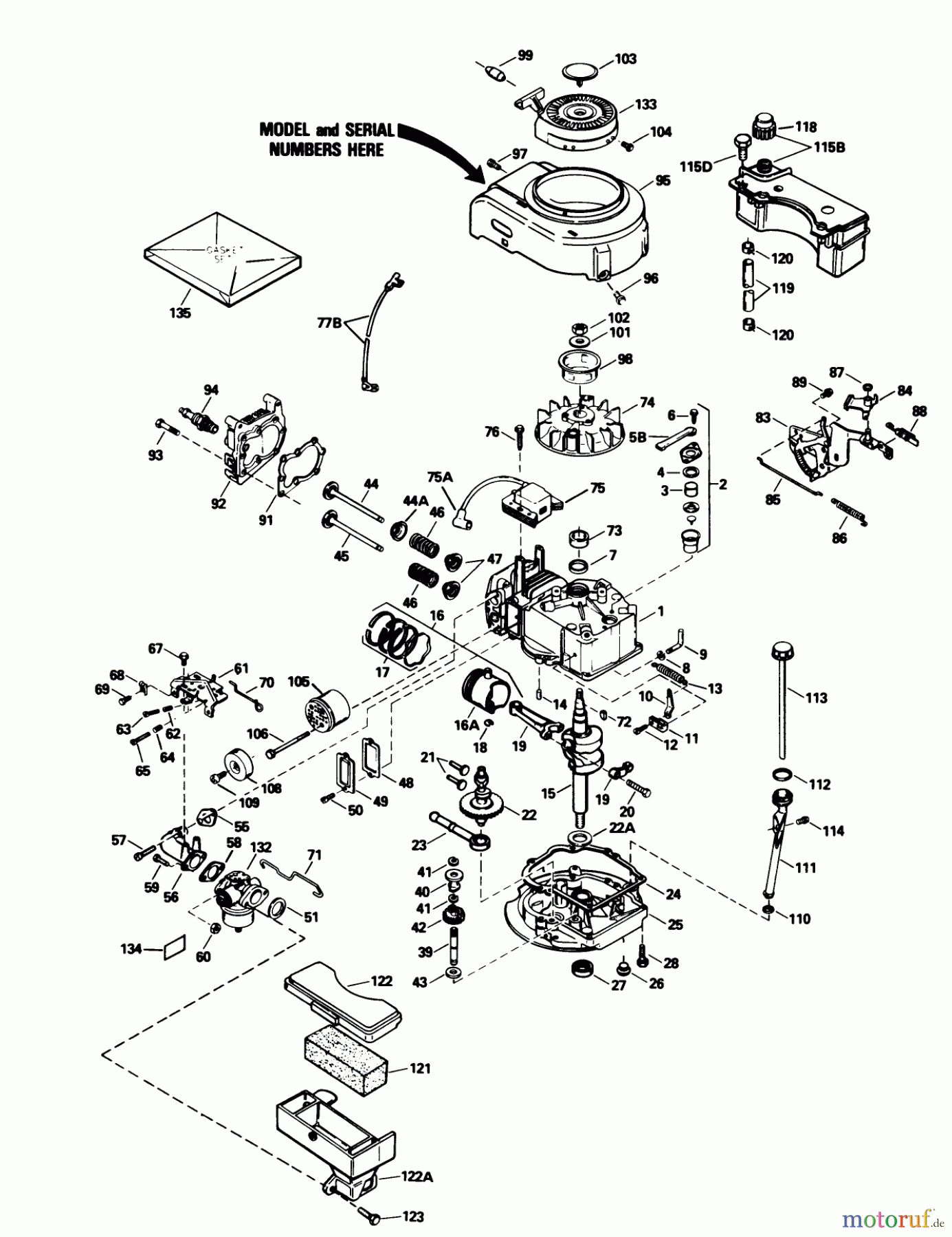  Toro Neu Mowers, Walk-Behind Seite 1 16775 - Toro Lawnmower, 1990 (0000001-0999999) ENGINE TECUMSEH MODEL NO. TVS100-44016B