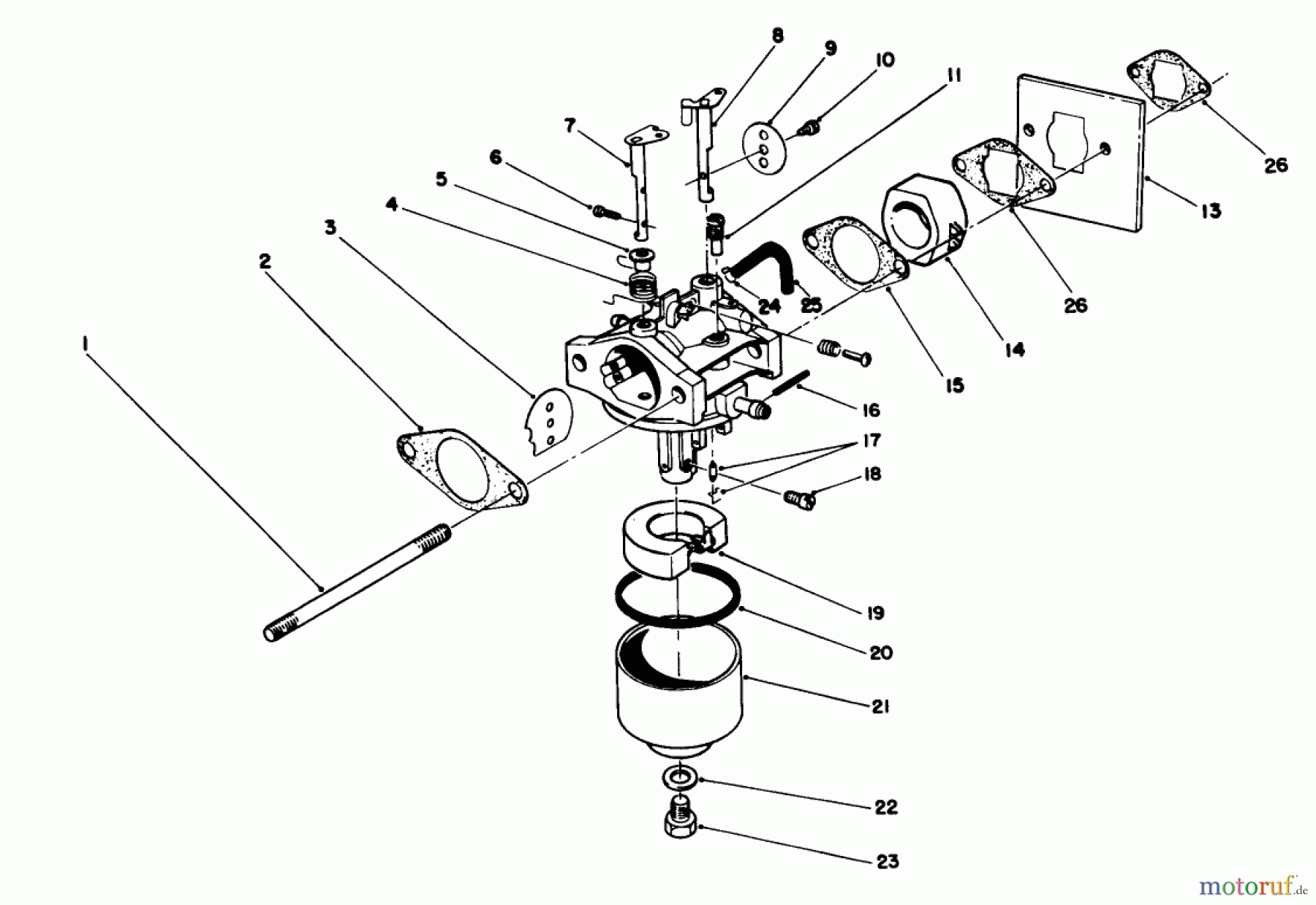 Toro Neu Mowers, Walk-Behind Seite 1 16785 - Toro Lawnmower, 1991 (1000001-1999999) CARBURETOR ASSEMBLY (MODEL NO. 47PL0-1)