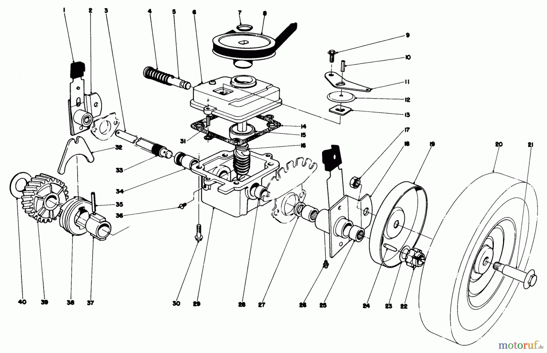  Toro Neu Mowers, Walk-Behind Seite 1 16860 - Toro Lawnmower, 1981 (1000001-1999999) GEAR CASE ASSEMBLY-MODEL 16870