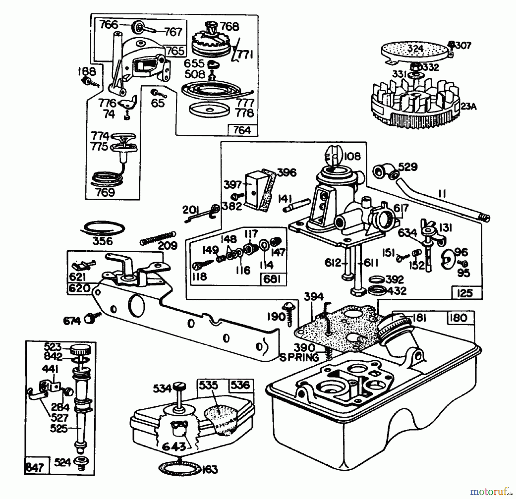 Toro Neu Mowers, Walk-Behind Seite 1 16890 - Toro Lawnmower, 1981 (1000001-1999999) CARBURETOR ASSEMBLY BRIGGS & STRATTON MODEL NO. 92908-2055-01