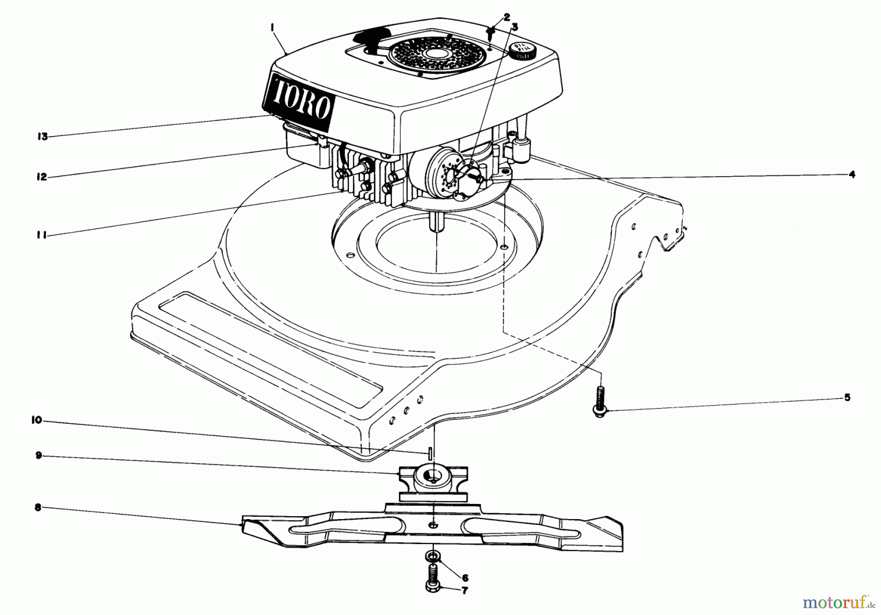 Toro Neu Mowers, Walk-Behind Seite 1 16890 - Toro Lawnmower, 1981 (1000001-1999999) ENGINE ASSEMBLY (MODEL NO. 16880)