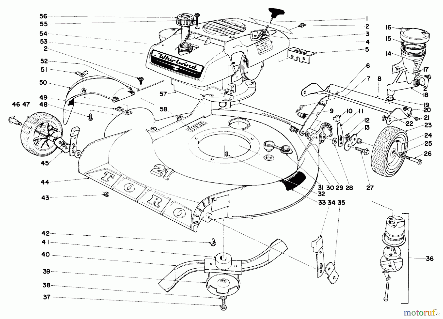 Toro Neu Mowers, Walk-Behind Seite 1 19222 - Toro Whirlwind Lawnmower, 1969 (9000001-9999999) 21