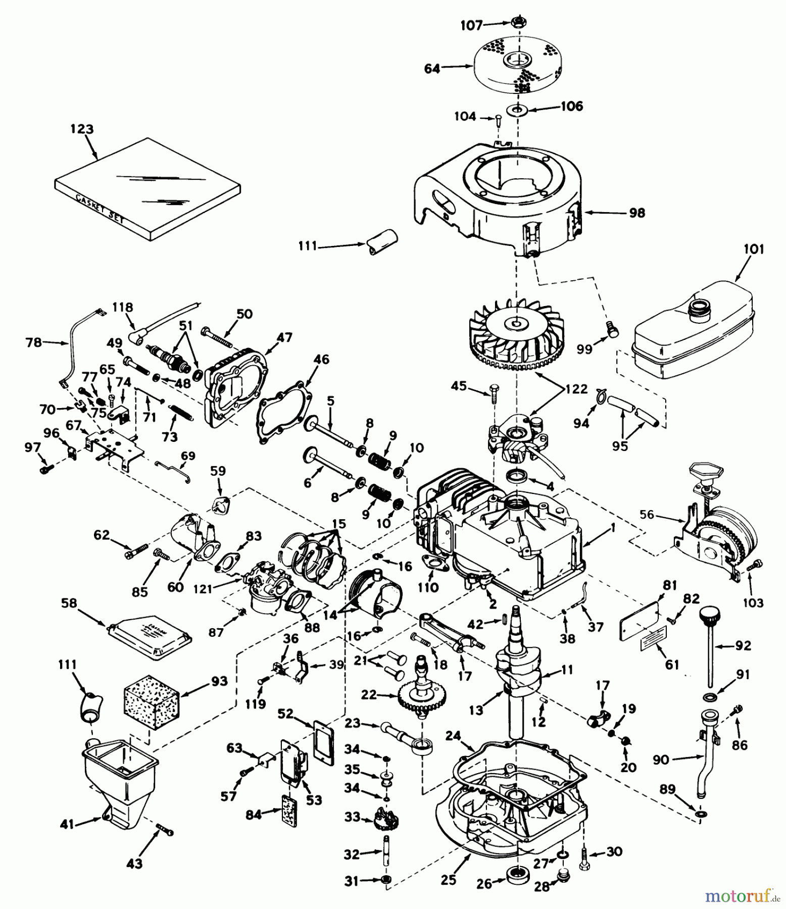 Toro Neu Mowers, Walk-Behind Seite 1 18070 - Toro Lawnmower, 1972 (2000001-2999999) ENGINE TECUMSEH MODEL NO. LAV30-30481J