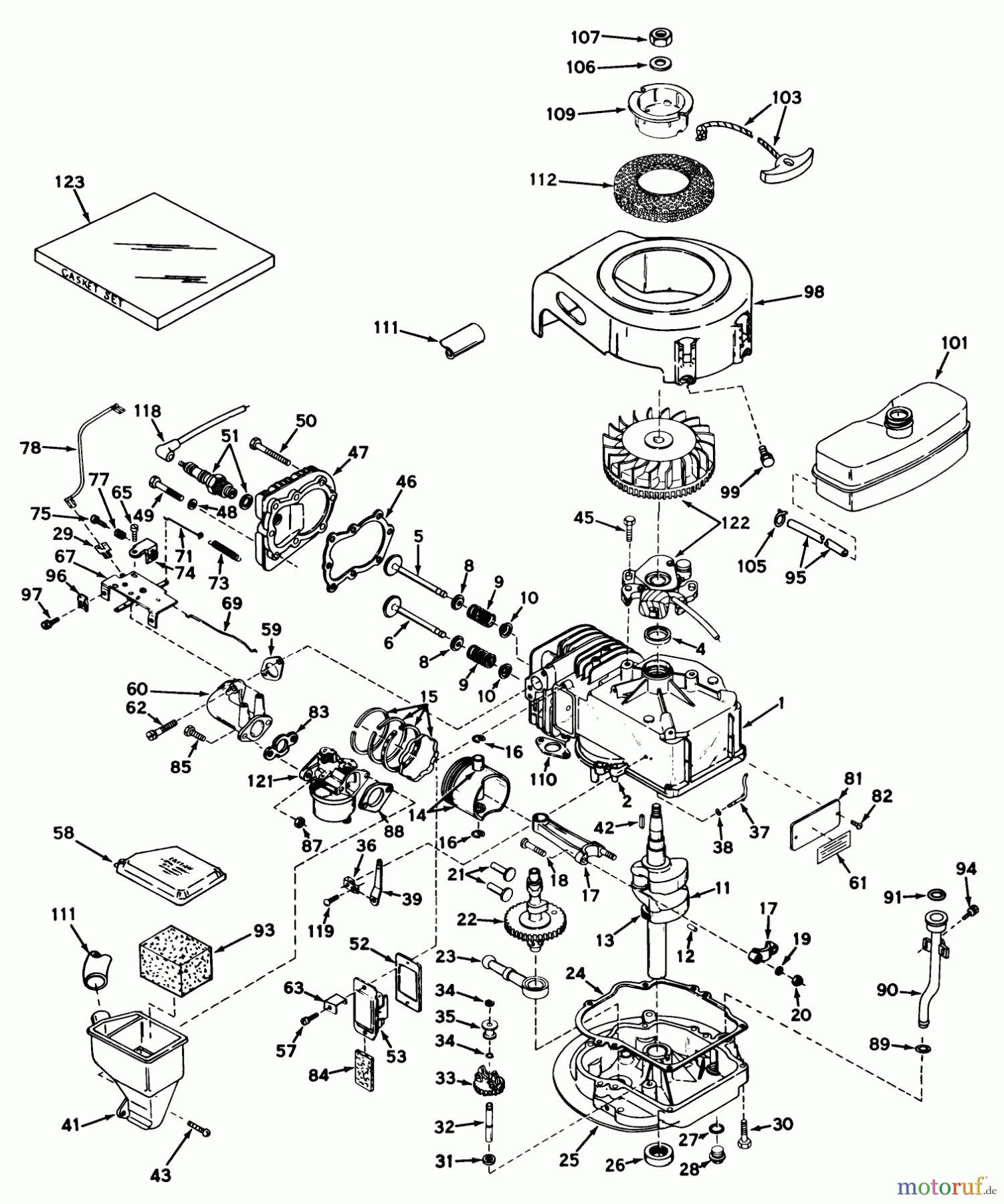 Toro Neu Mowers, Walk-Behind Seite 1 18257 - Toro Guardian Lawnmower, 1971 (1000001-1999999) ENGINE TECUMSEH MODEL NO. LAV30-30469J
