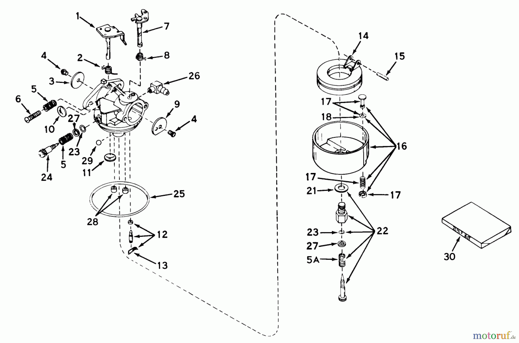Toro Neu Mowers, Walk-Behind Seite 1 19225 - Toro Whirlwind Lawnmower, 1970 (0000001-0999999) CARBURETOR NO. 631585