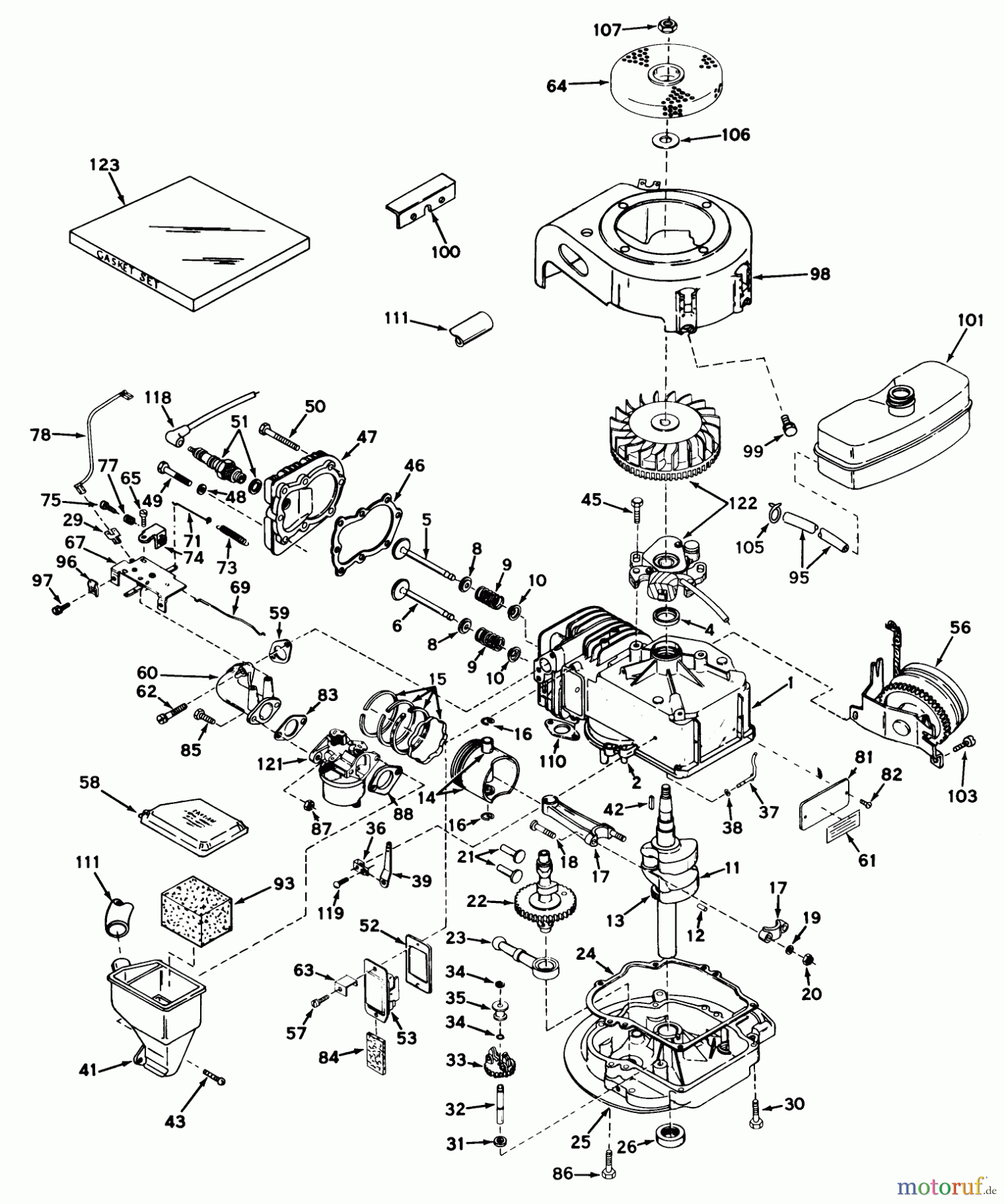  Toro Neu Mowers, Walk-Behind Seite 1 20571 - Toro Guardian Lawnmower, 1971 (1000001-1999999) ENGINE, TECUMSEH MODEL NO. LAV 35-40596J