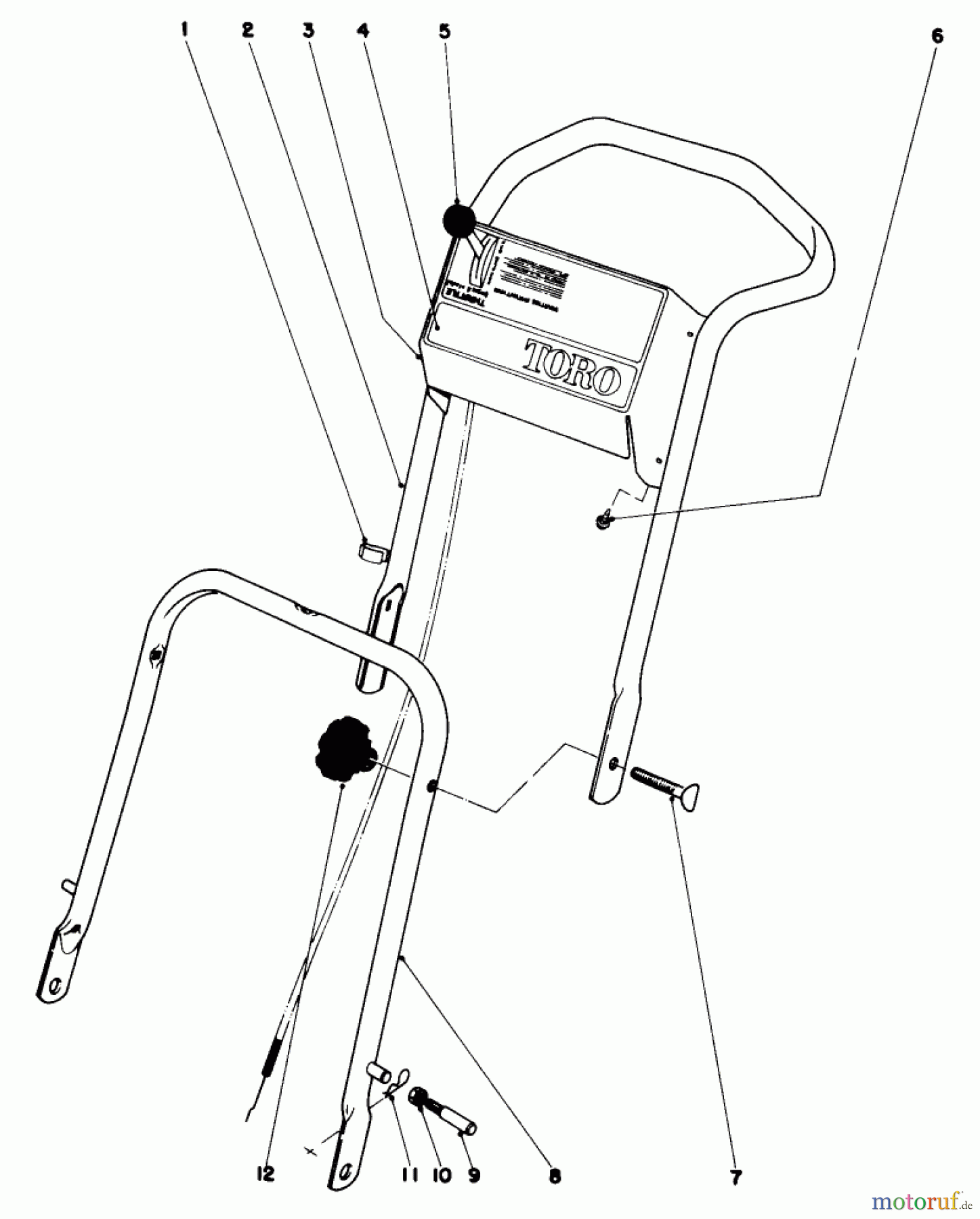  Toro Neu Mowers, Walk-Behind Seite 1 19477 - Toro Guardian Lawnmower, 1977 (7000001-7999999) HANDLE ASSEMBLY